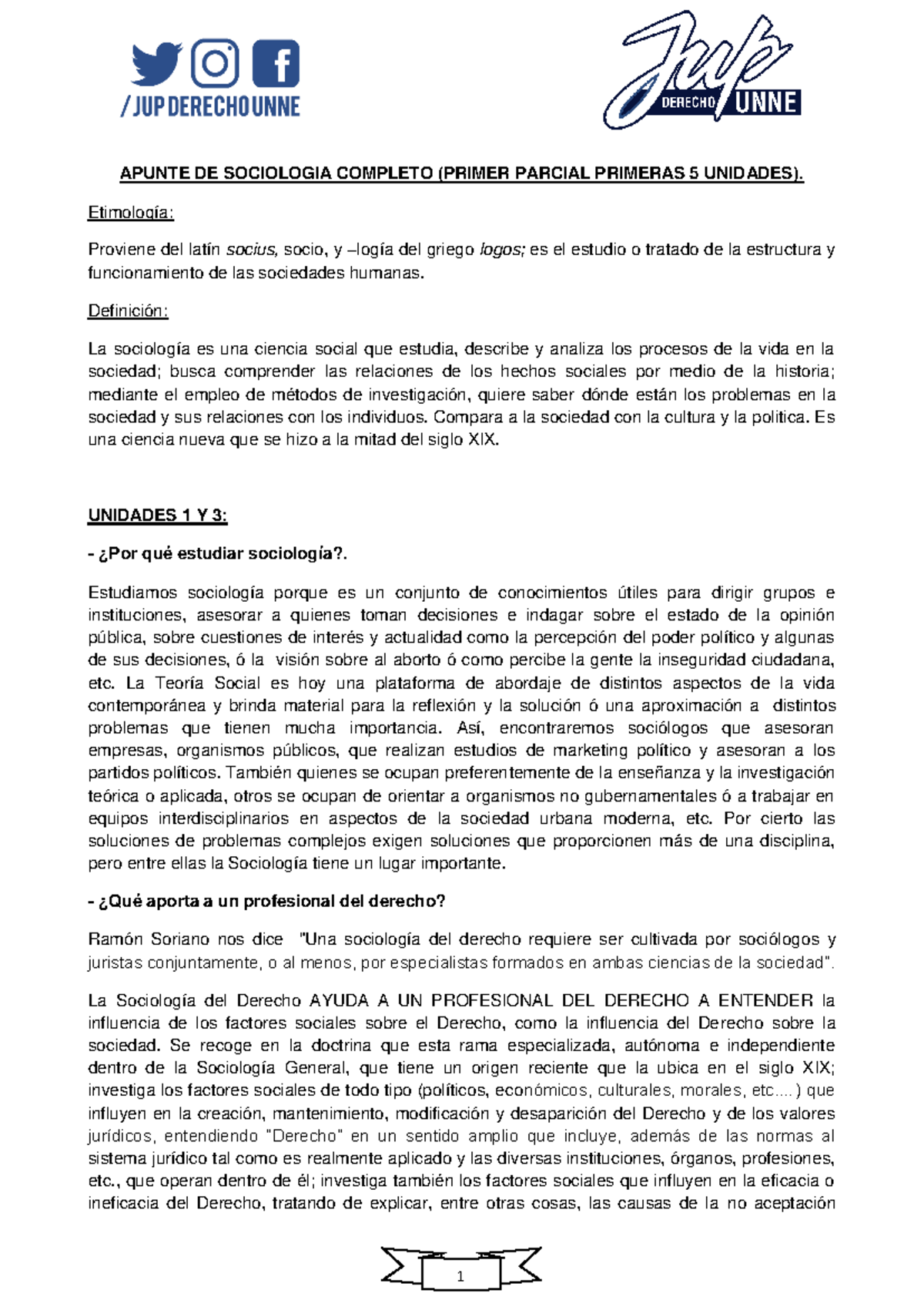 Apunte Sociologia 1ra Parte Unne ctes - APUNTE DE SOCIOLOGIA COMPLETO ...
