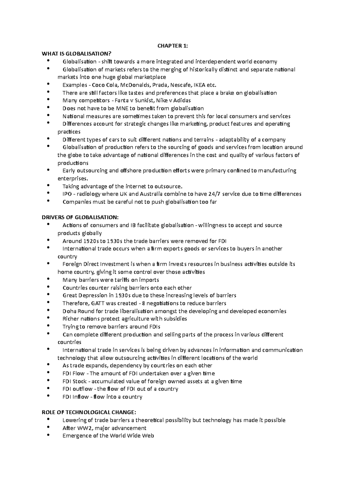 Textbook Notes - Summary Global Business Today - CHAPTER 1: WHAT IS ...