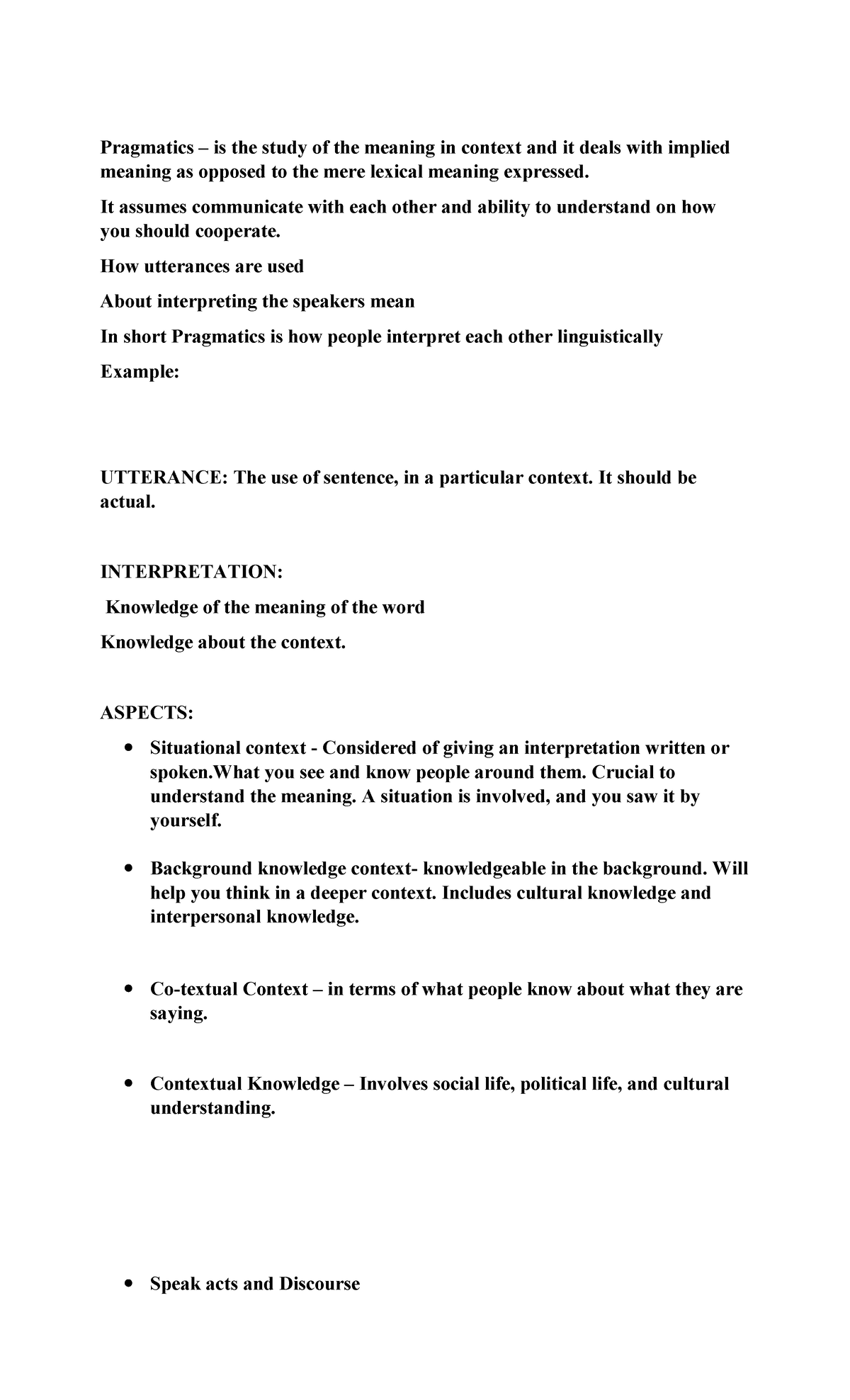 Report IN Discourse Analysis - Pragmatics – is the study of the meaning ...