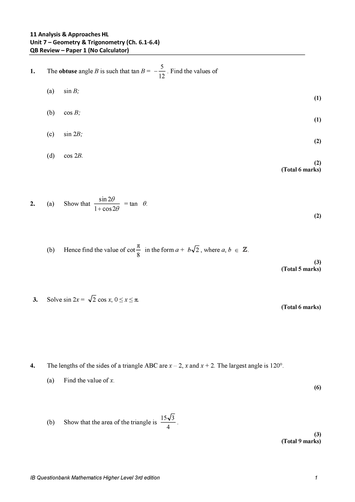 unit 7 homework 6 trigonometry review answers