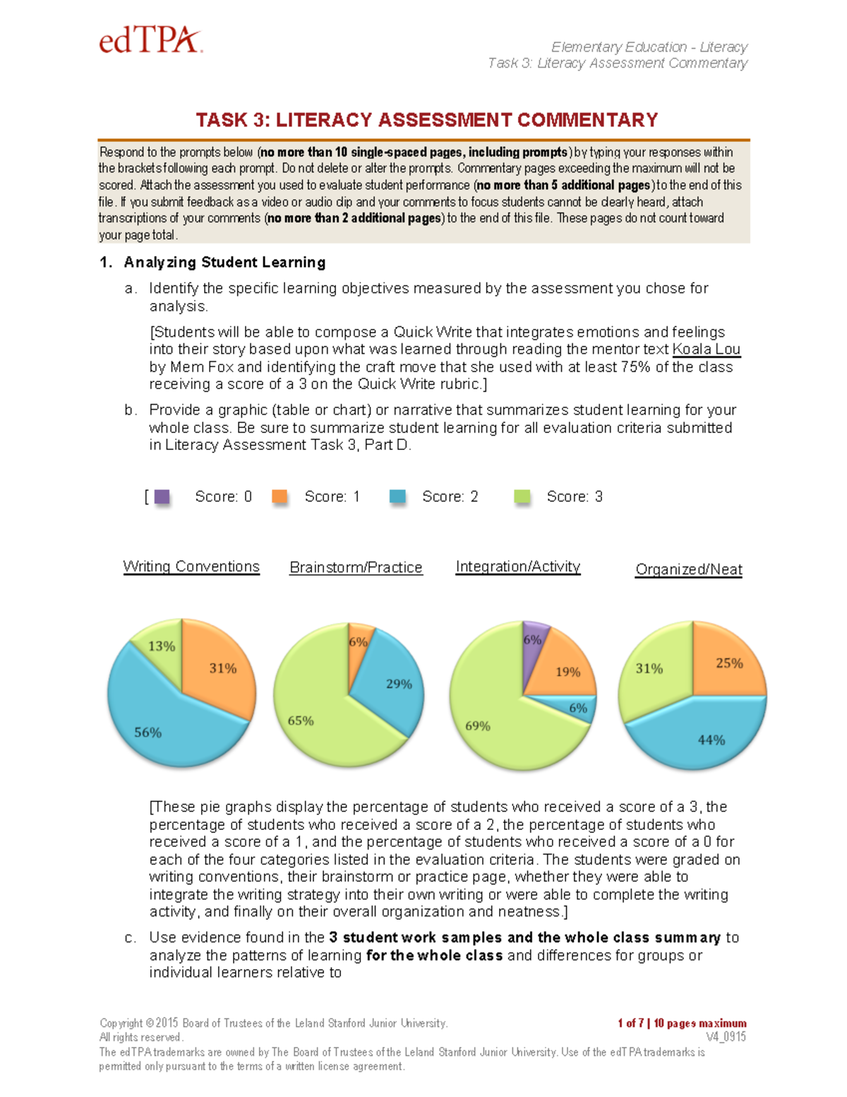 Edtpa Literacy Assessment Commentary Task 3 Part C Elementary