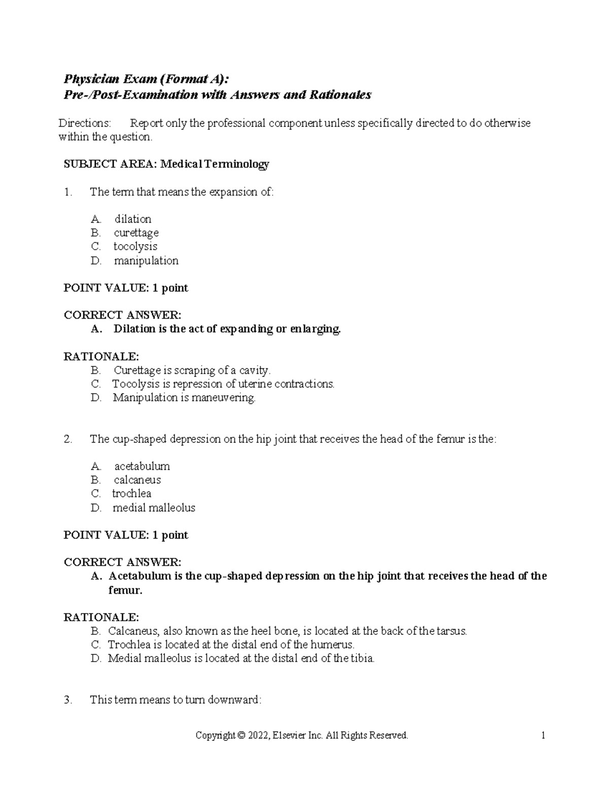 Physician Practice Coding exam - Physician Exam (Format A): Pre-/Post ...