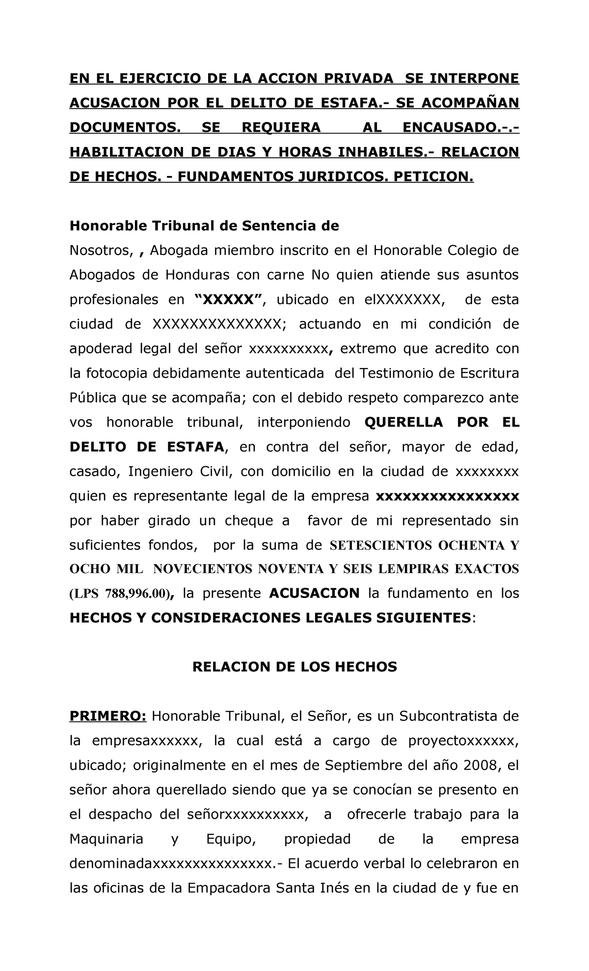 Querella-estafa - Leer bien por favor sobre la querella - EN EL ...