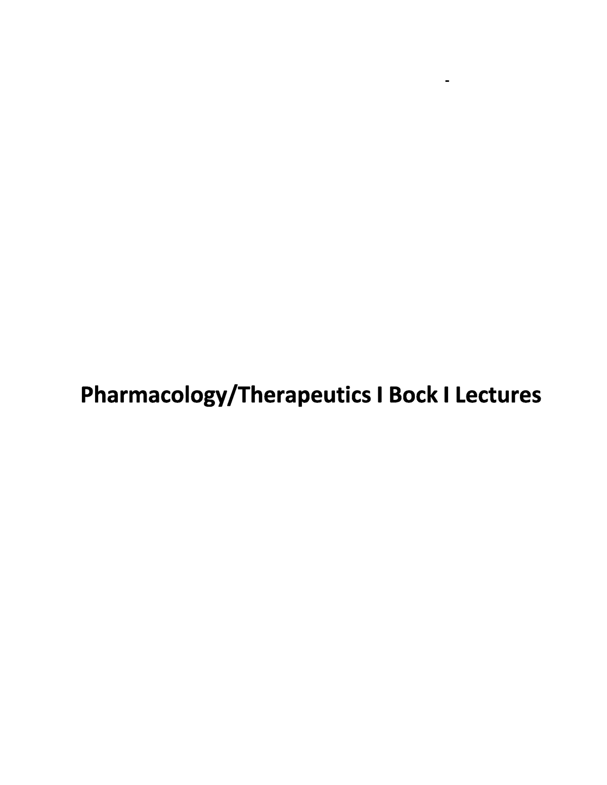 Pharmacology Therapeutics Bock Lecture 2 - Pharmacology, Pathology ...