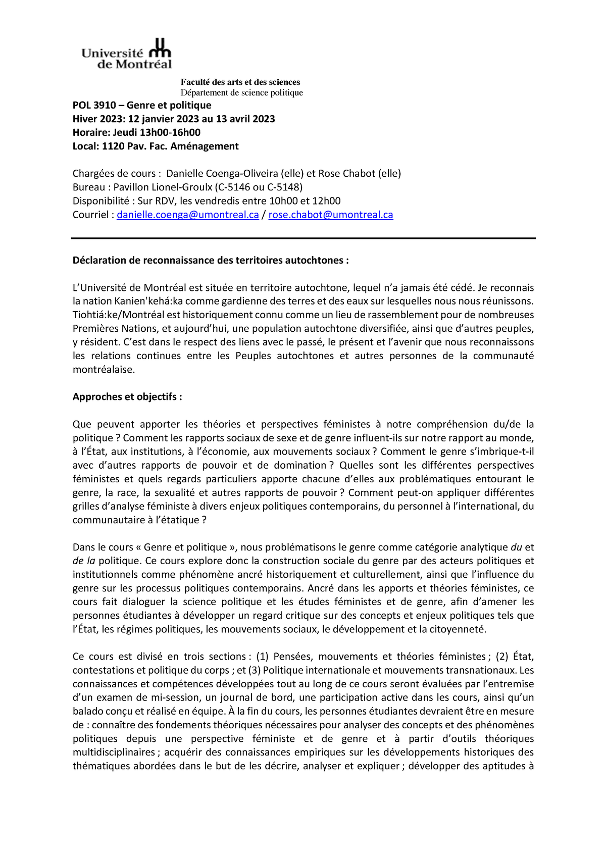 Plan De Cours Pol3910 Faculté Des Arts Et Des Sciences Département De Science Politique Pol