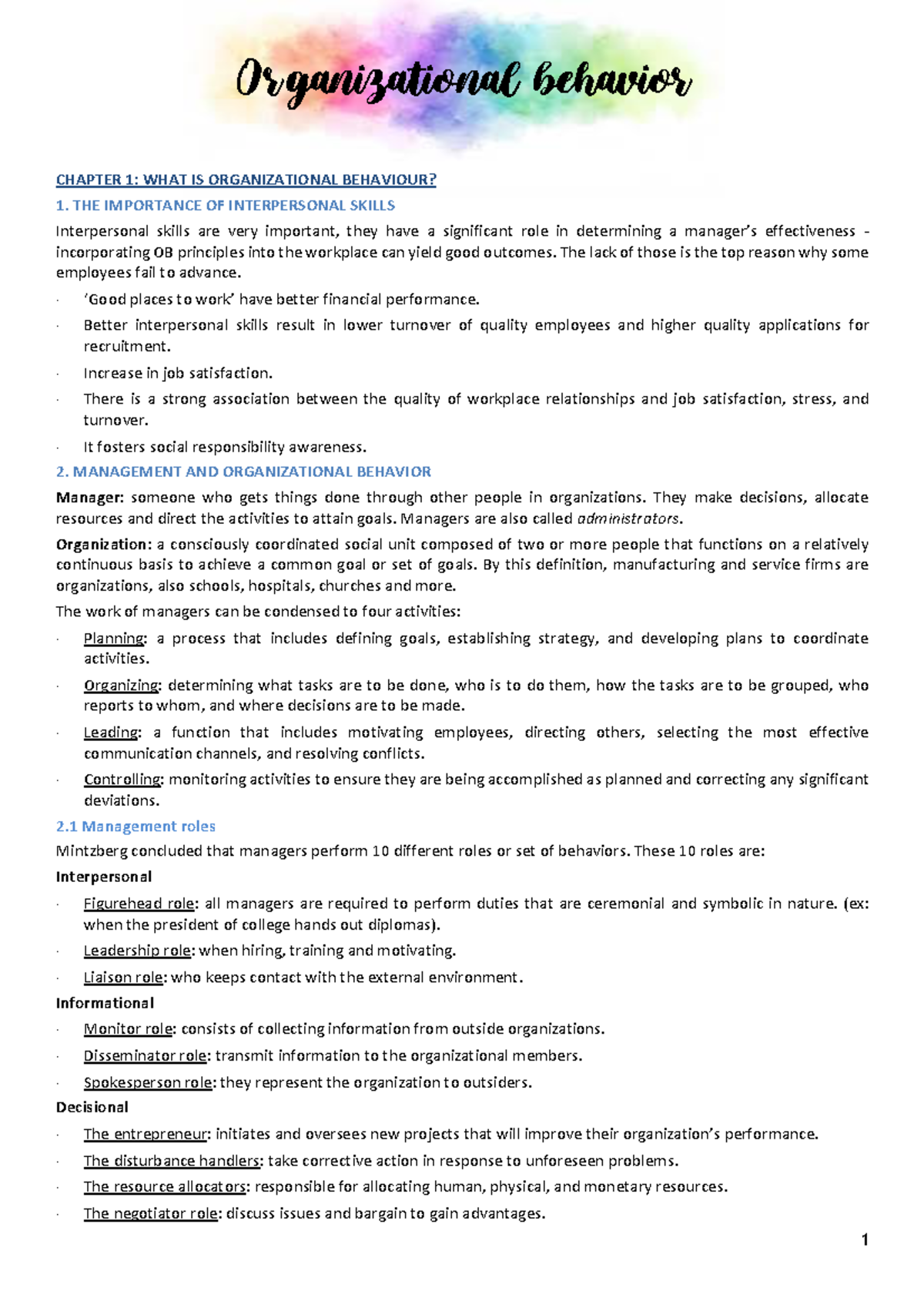 OB lecture notes - Warning: TT: undefined function: 32 Or ganizational ...