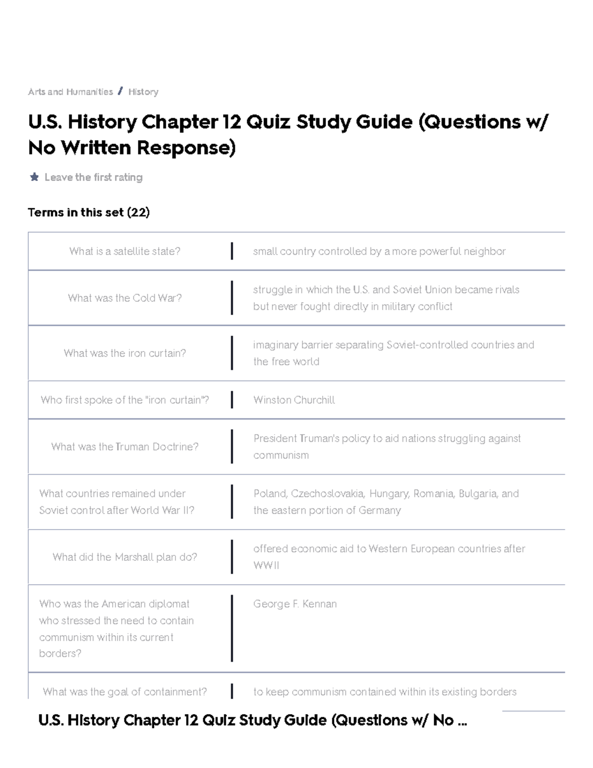 U.S. History Chapter 12 Quiz Study Guide (Questions W No Written ...