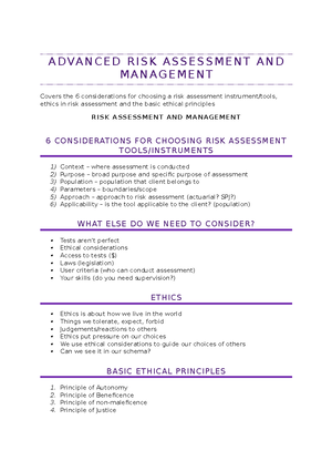 Advanced Risk Assessment and Management 11 - A D VA N C E D R I S K A S ...