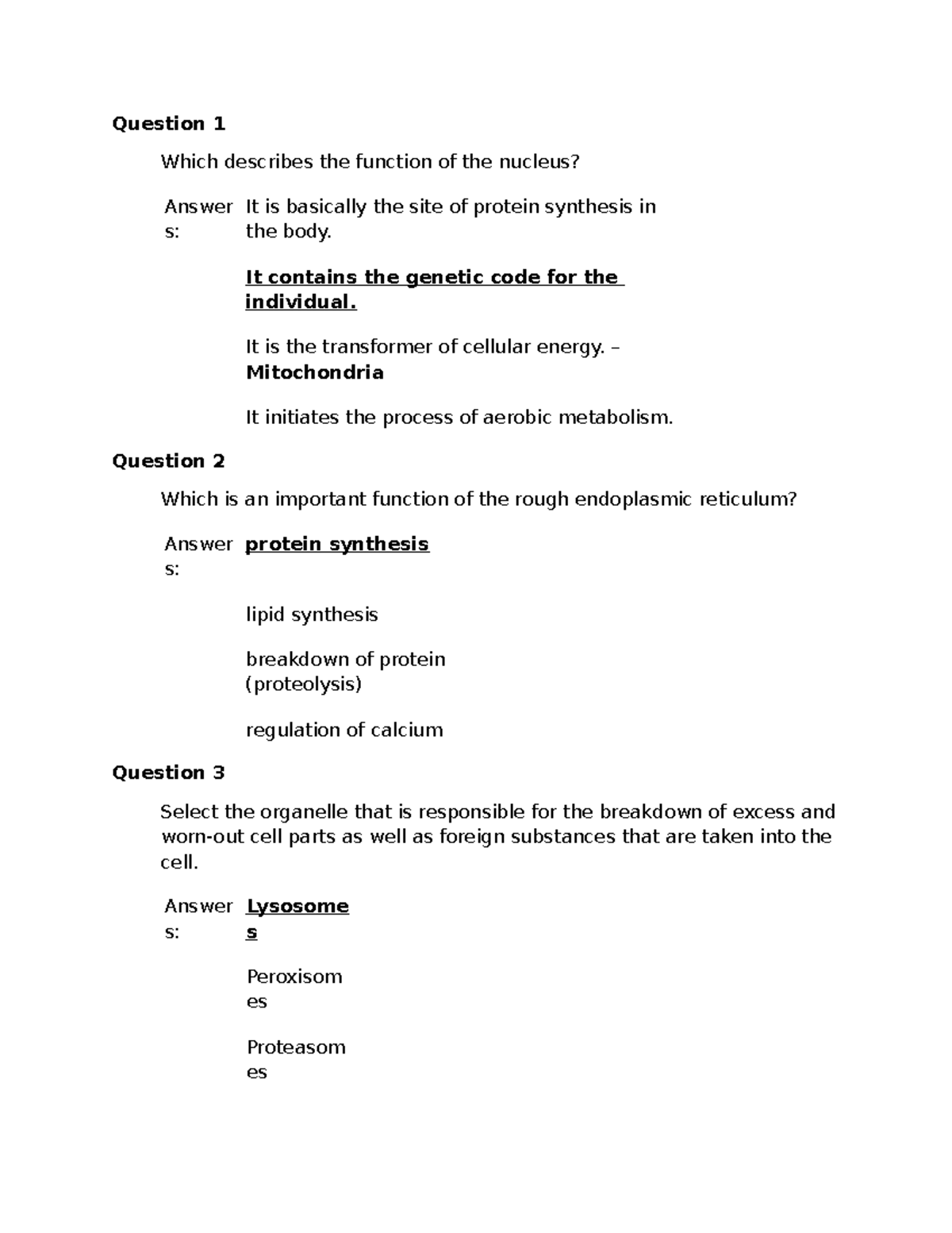 Quiz #1 - Patho - NOTES - Question 1 Which describes the function of ...