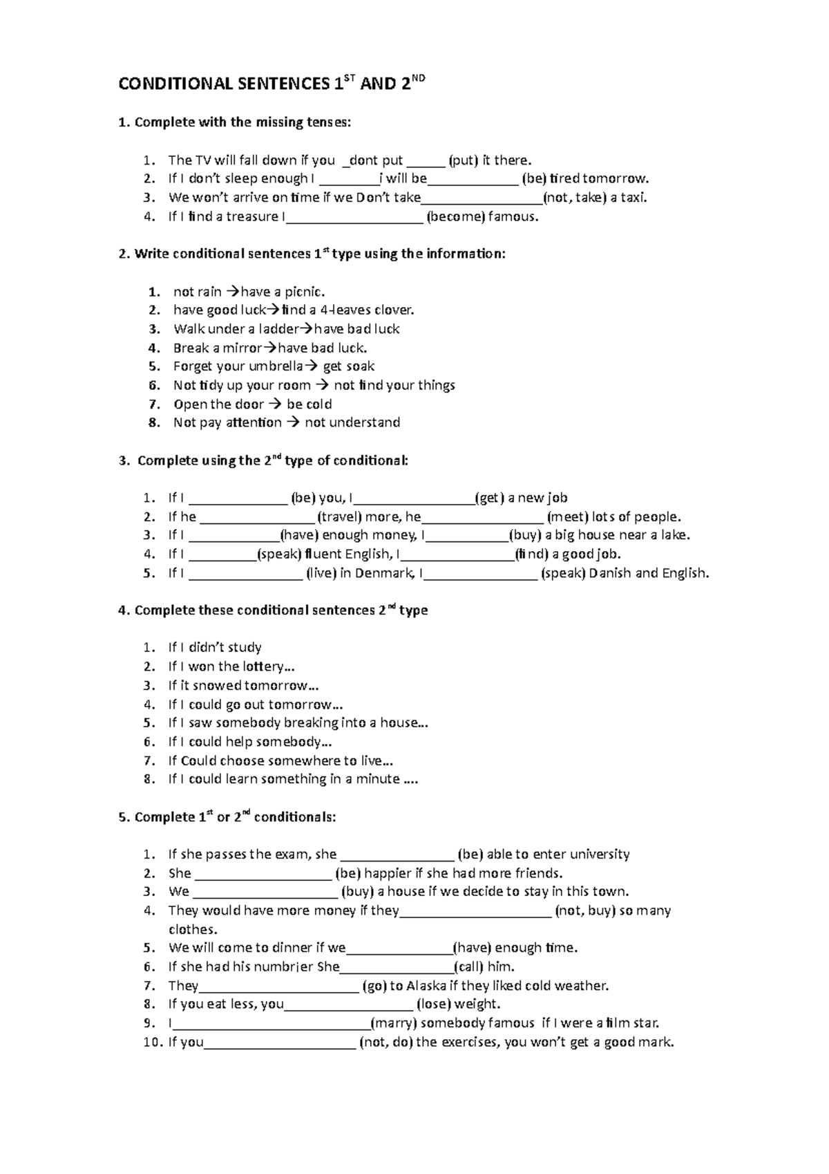 20 Conditional Sentences _ 20 Examples of Second Conditional Sentences ...