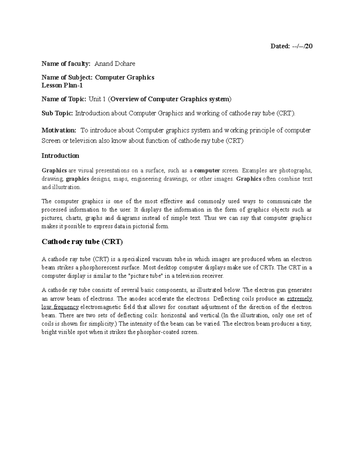 CGLP01 - Overview of Computer Graphics system - Studocu