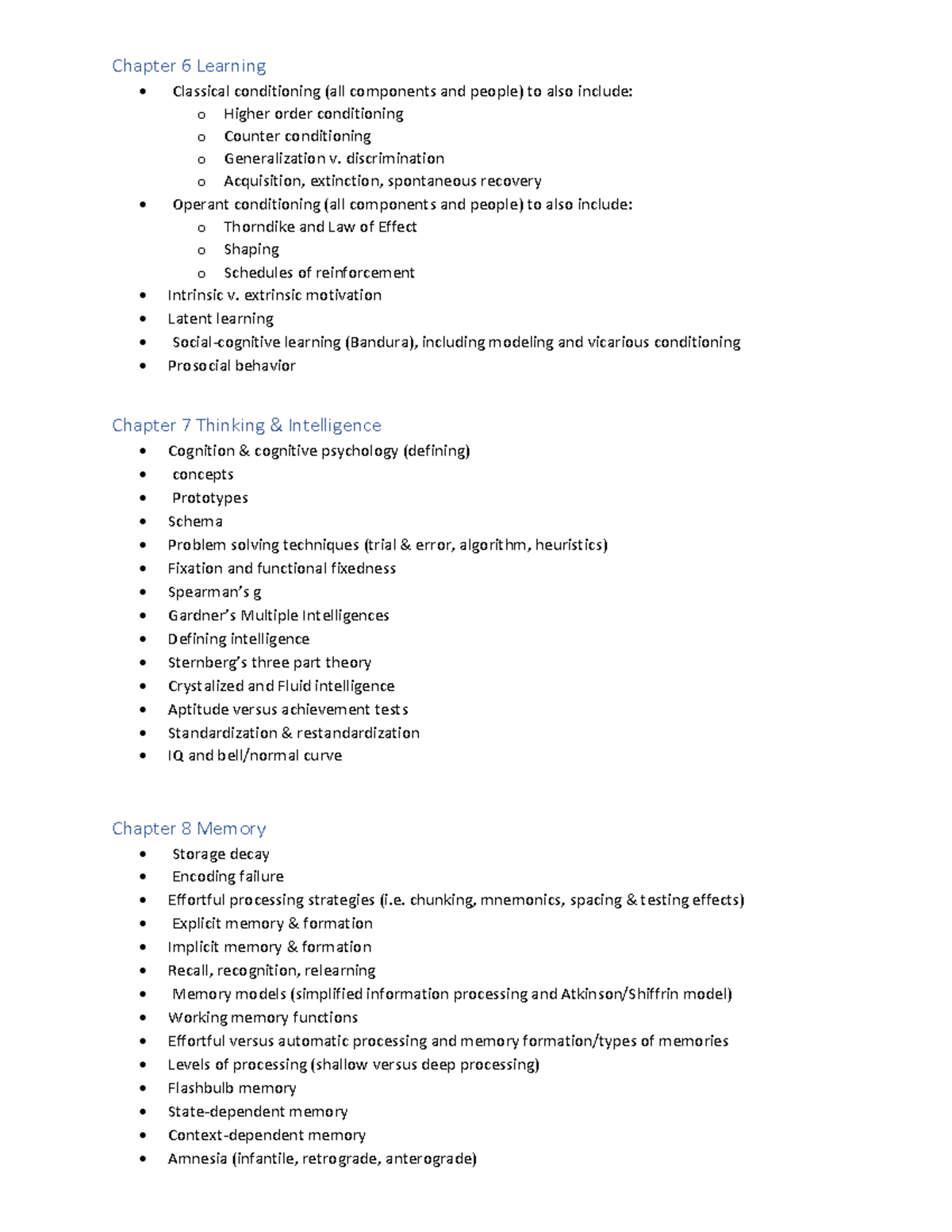 Exam 2 concepts - Chapter 6 Learning Classical conditioning (all ...