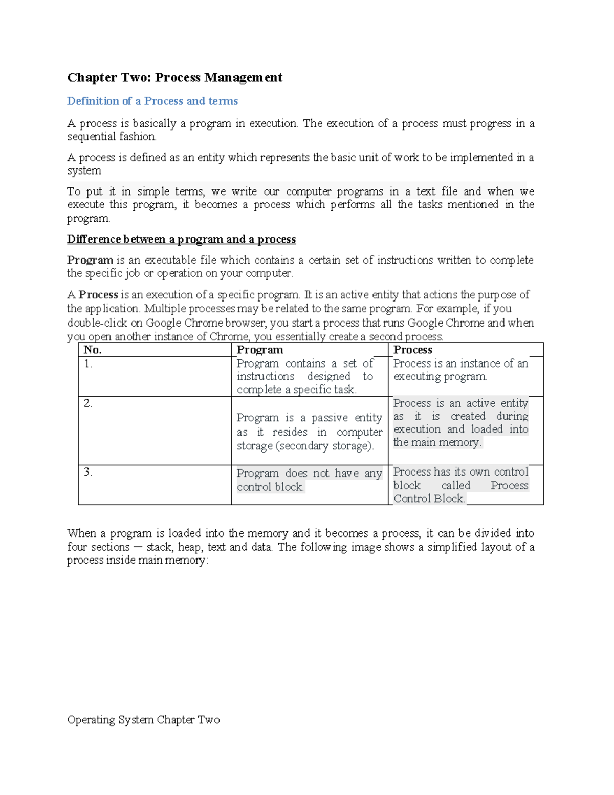 Os Chapter Two Complete-2 - Chapter Two: Process Management Definition ...