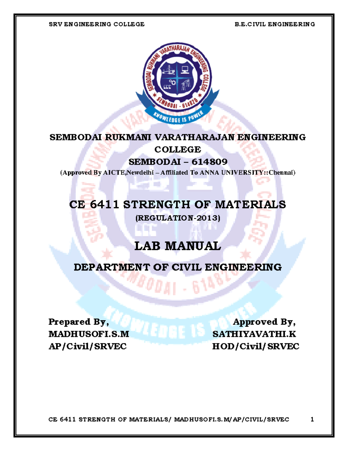 1 - Solid Mechanics Sessional - SEMBODAI RUKMANI VARATHARAJAN ...