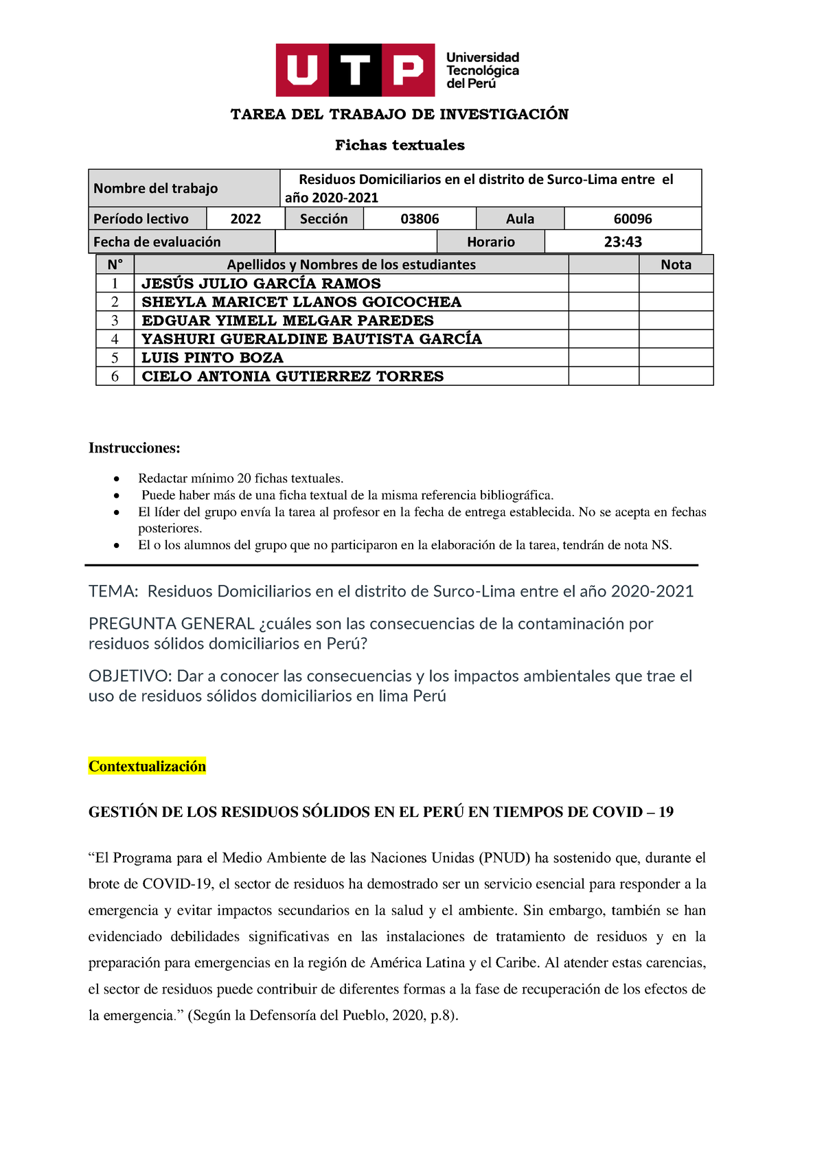 Formato De Entrega De Tarea De Fichas Textuales TAREA DEL TRABAJO DE