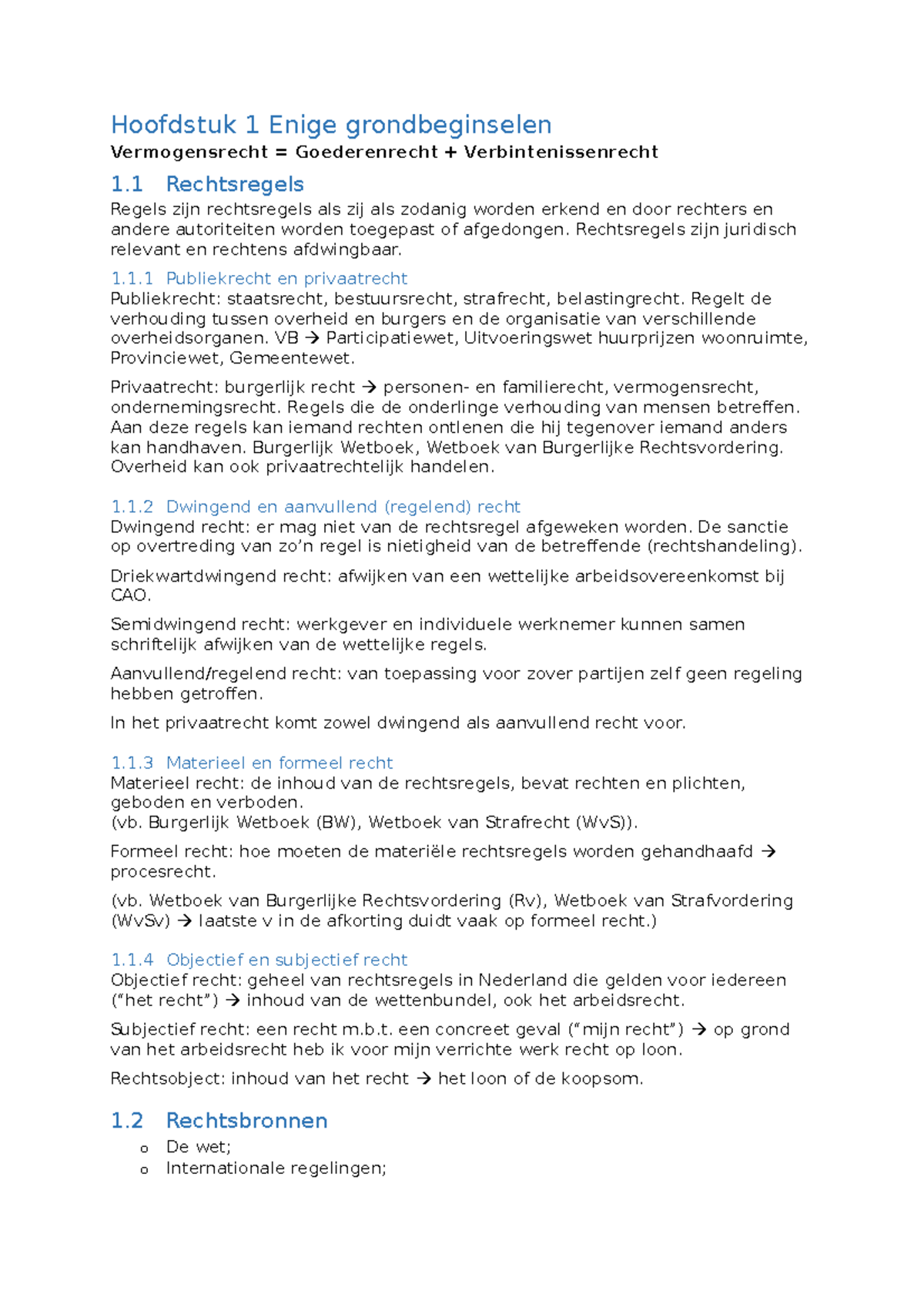 Grondslagen Vermogensrecht Hoofdstuk 1 Samenvatting - Hoofdstuk 1 Enige ...