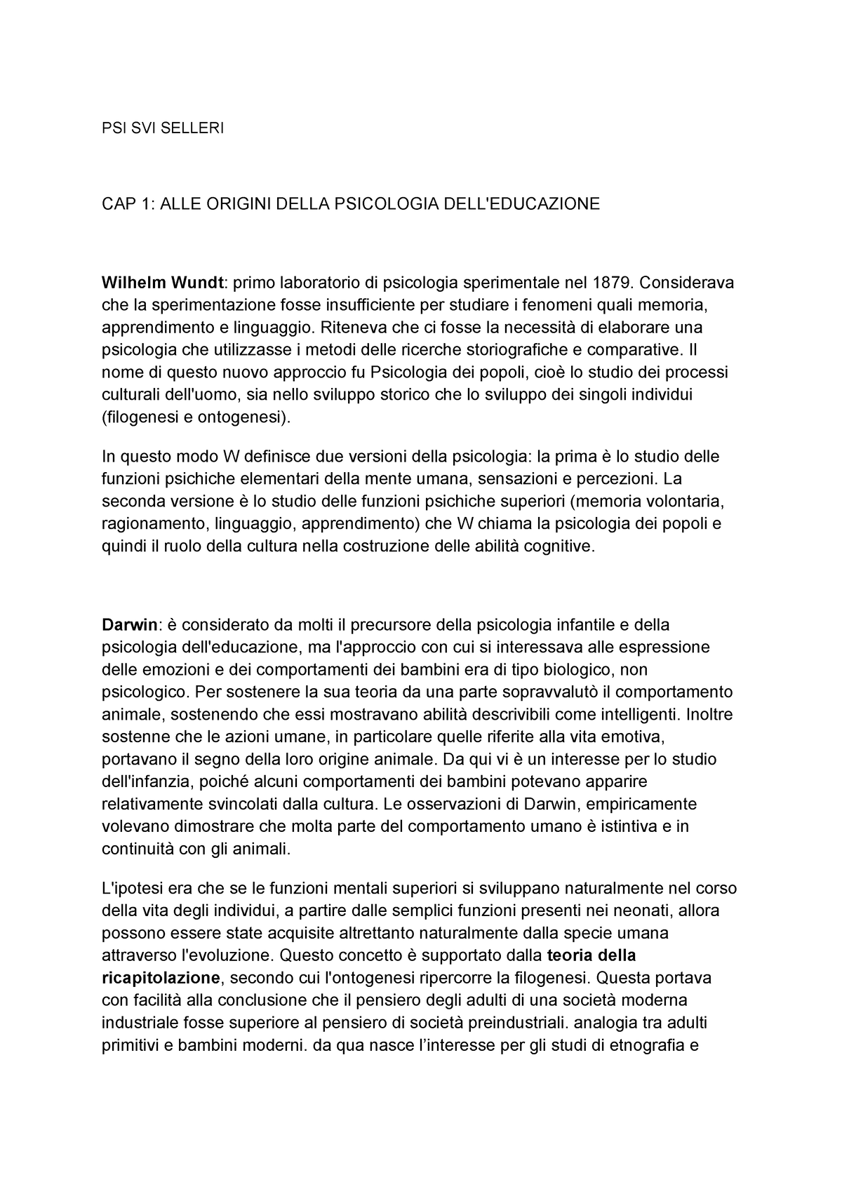 Riassunto Selleri Psicologia Dell Educazione Psi Svi Selleri Cap