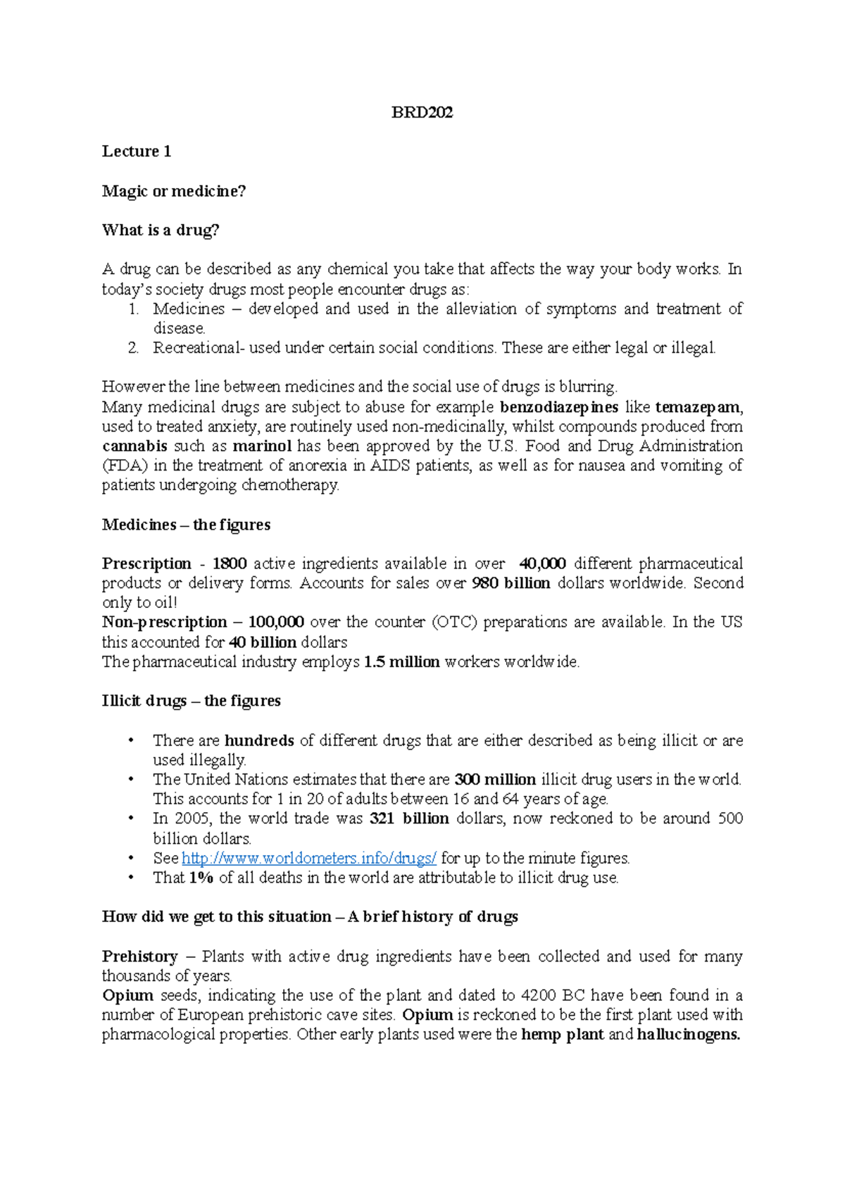 BRD202 Lecture Notes BRD Lecture 1 Magic Or Medicine What Is A 