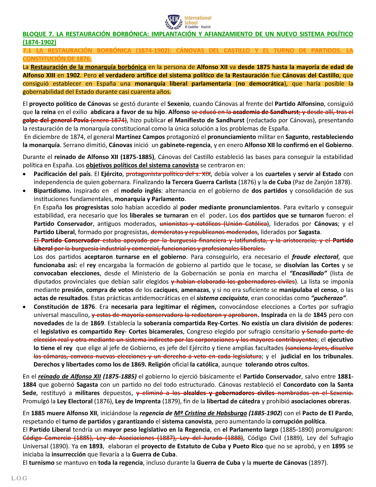 7 1 Temas Bloque 7 La RestauraciÓn BorbÓnica ImplantaciÓn Y