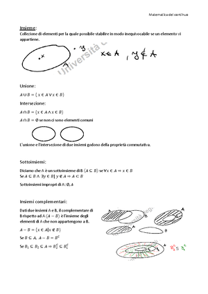 Matematica del continuo - Seconda parte - UniMi - Studocu