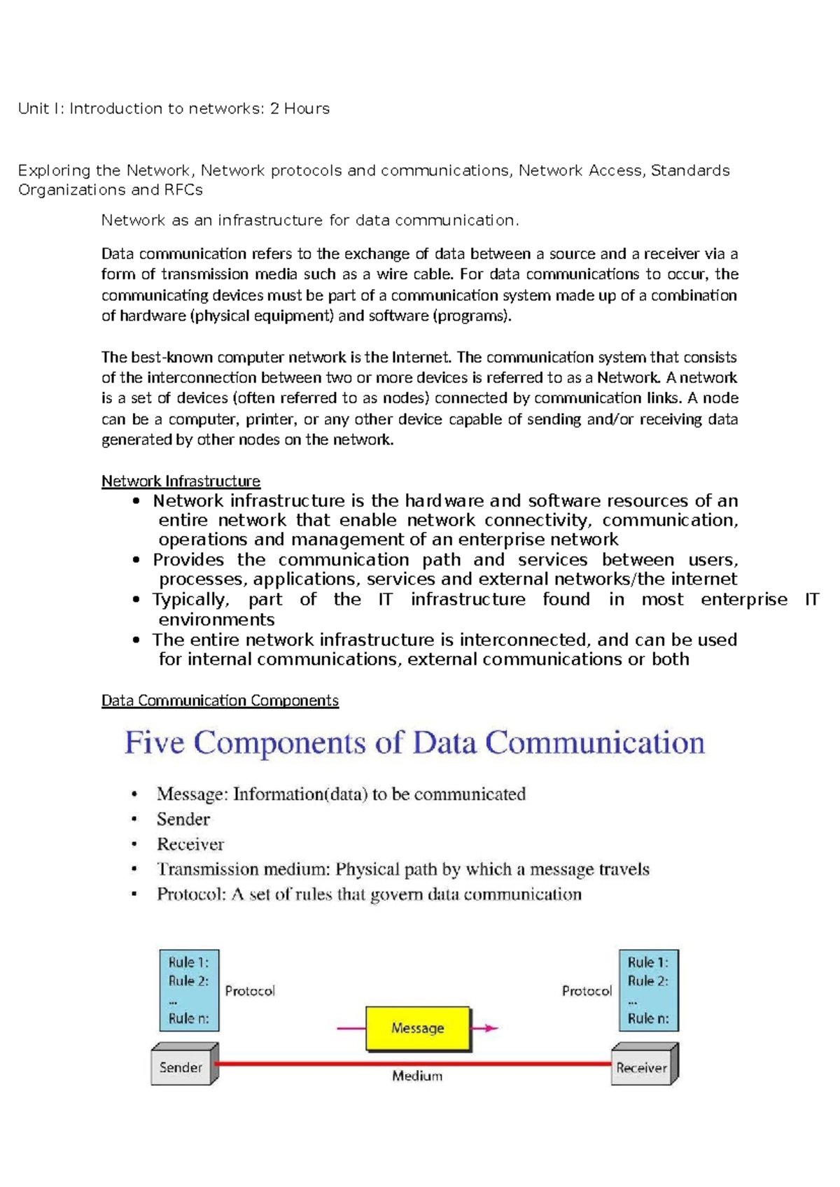 Unit I - Data communication refers to the exchange of data between a ...