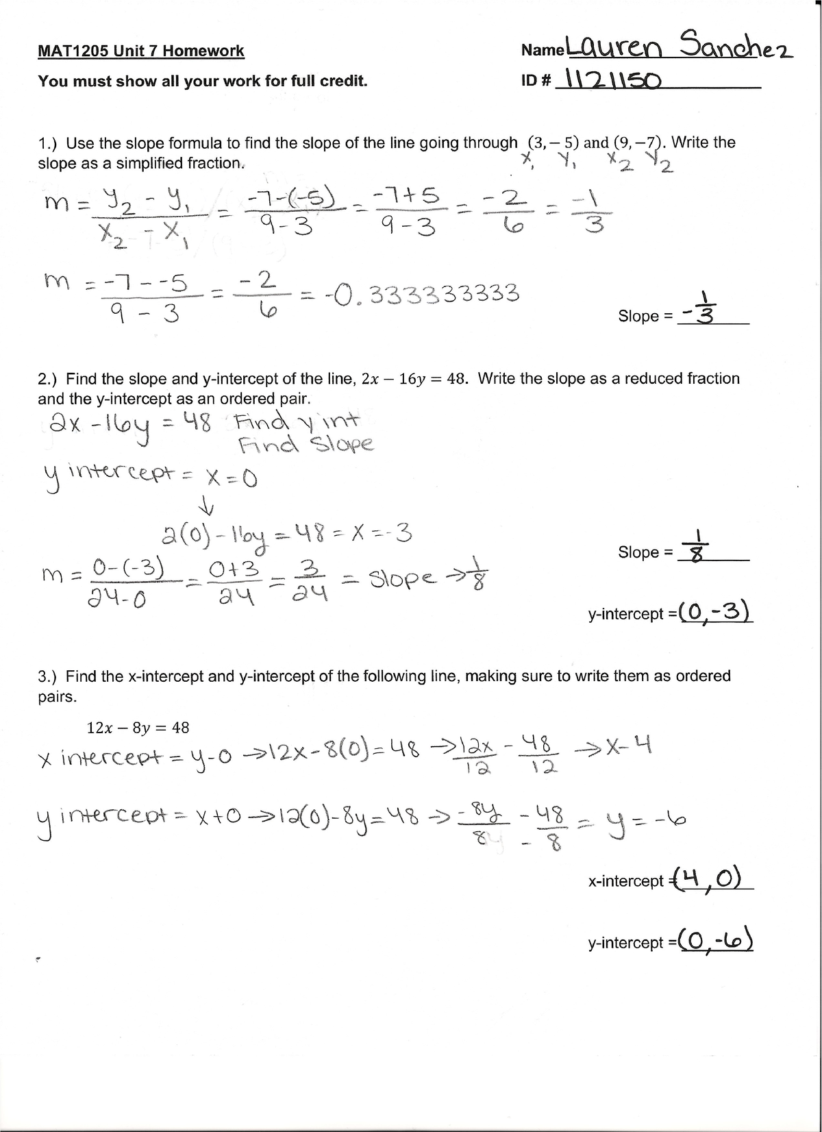 math 1205 unit 7 homework
