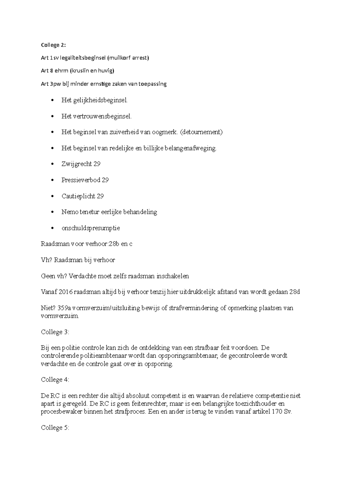 Samenvatting Formeel Strafrecht - College 2: Art 1sv ...