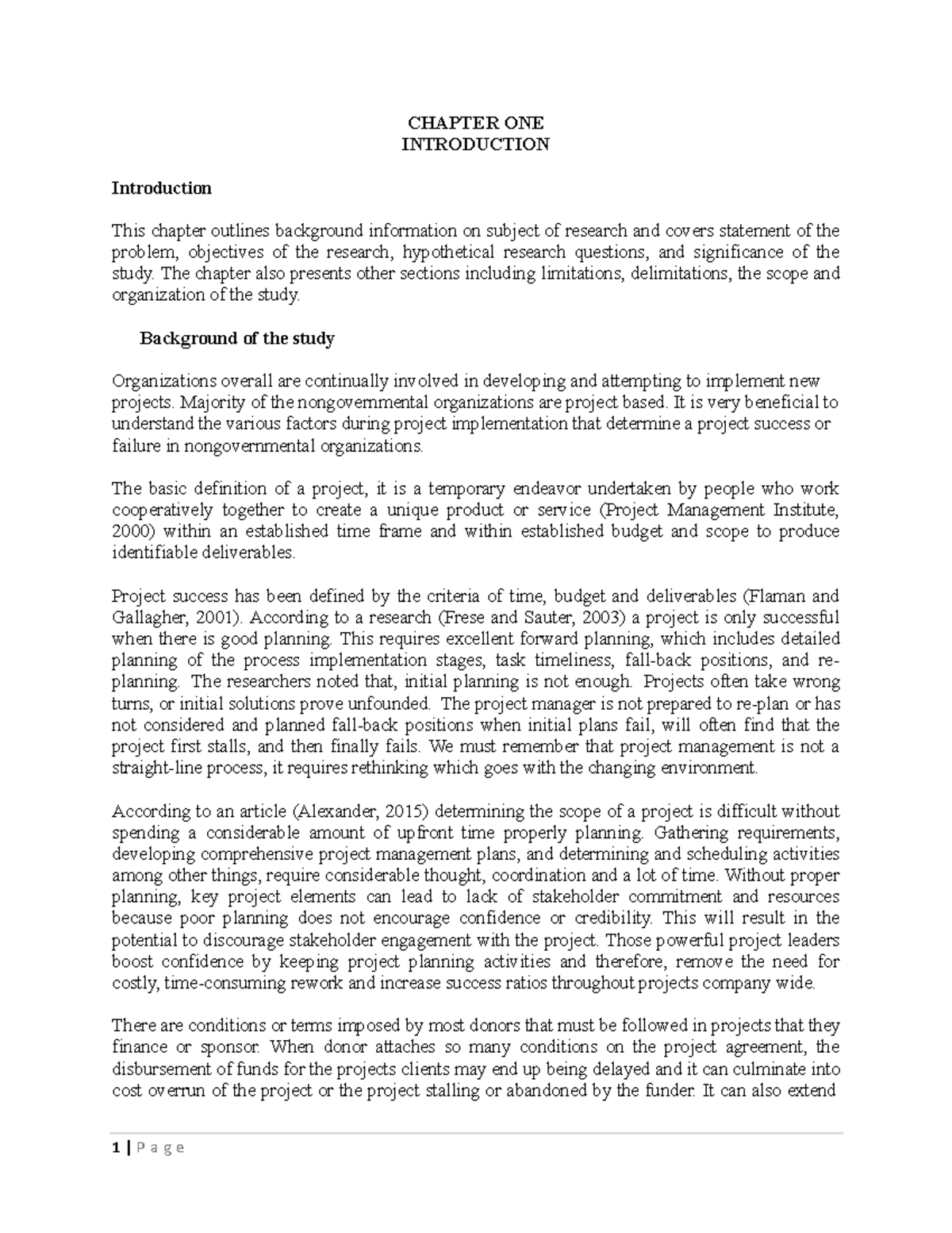 Chapter ONE Introduction - CHAPTER ONE INTRODUCTION Introduction This ...