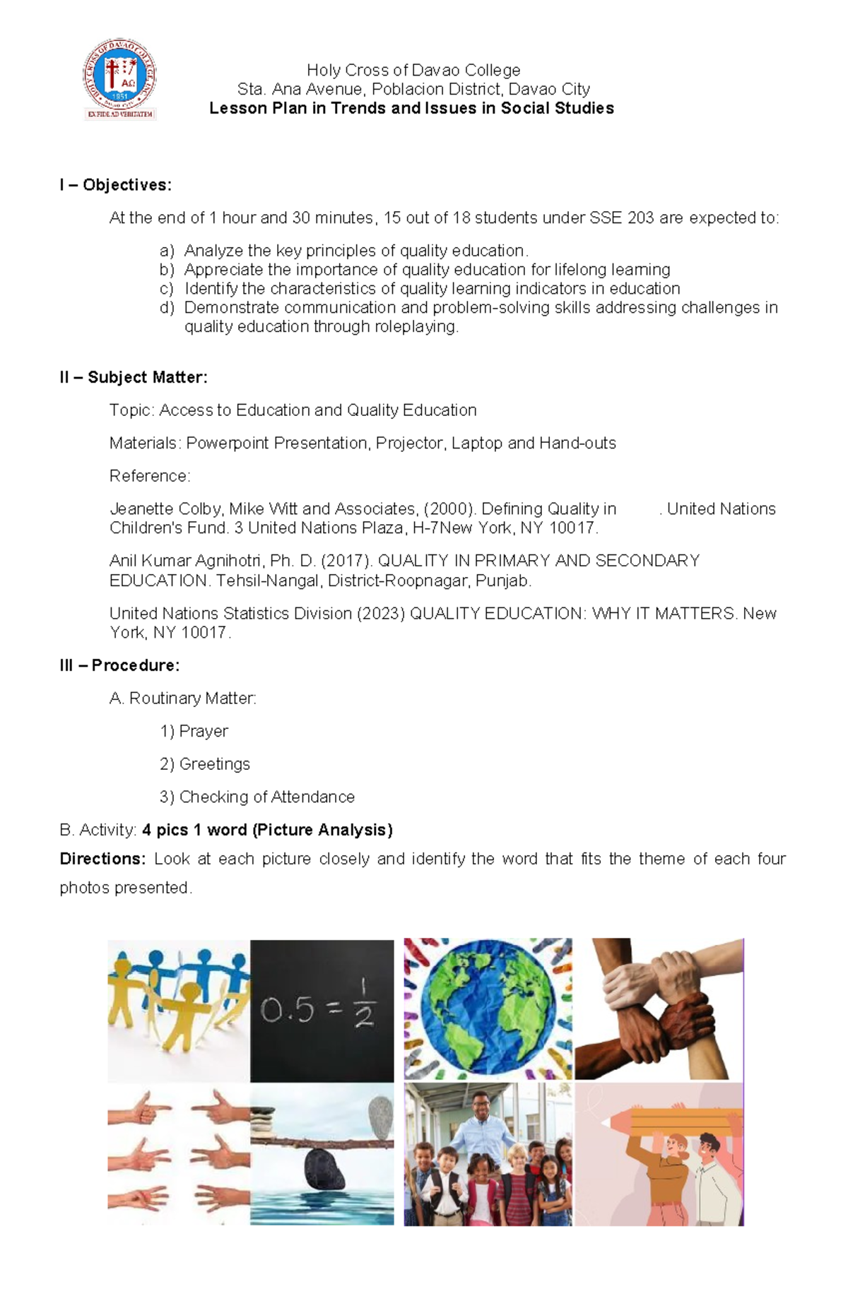 Abat Lesson-Plan-SEMI - Holy Cross of Davao College Sta. Ana Avenue ...
