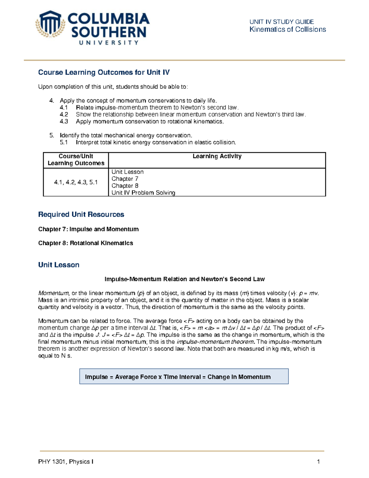 Week 4 study guide - Course Learning Outcomes for Unit IV Upon ...