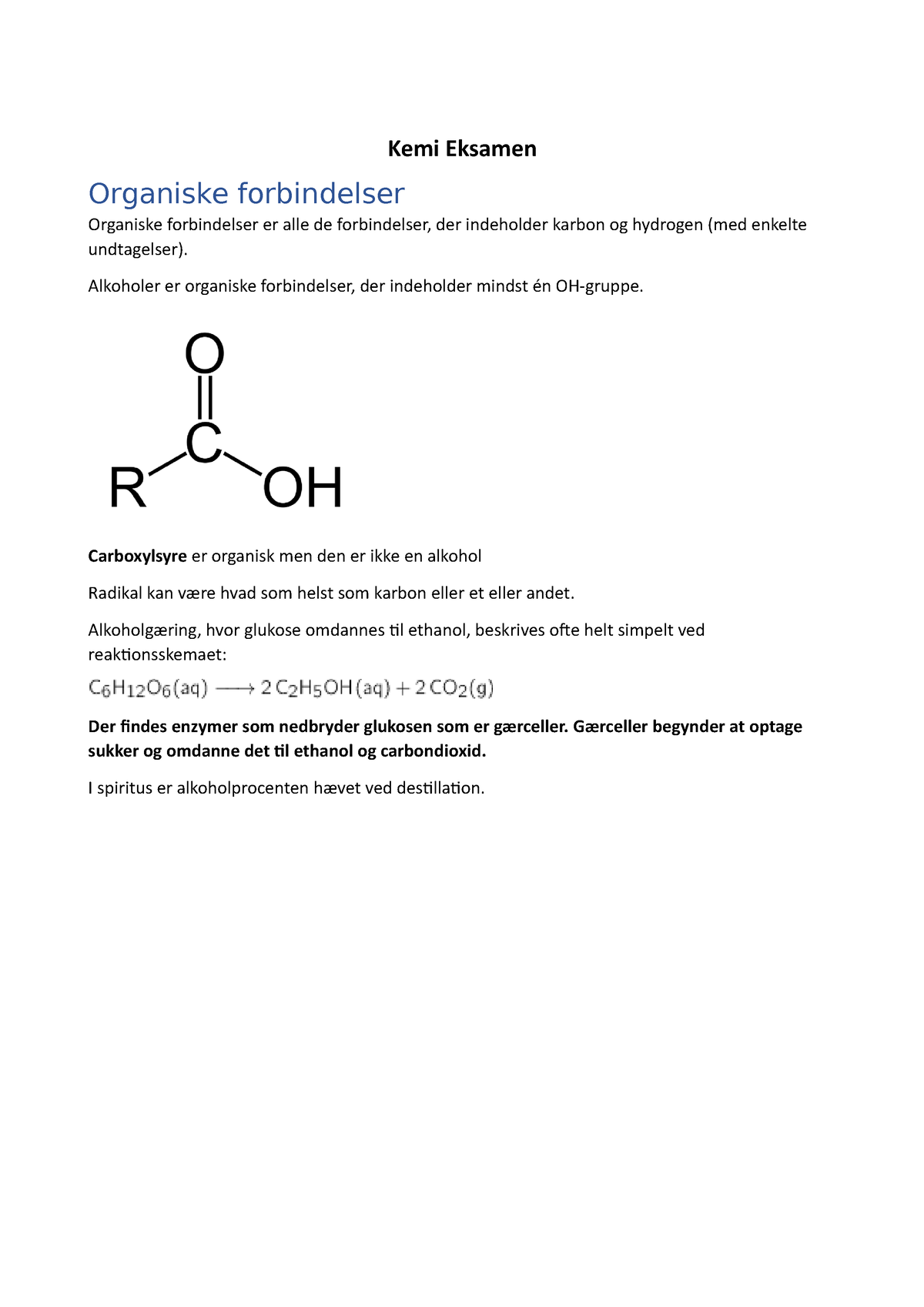 Kemi Eksamen - Ewwe - Kemi Eksamen Organiske Forbindelser Organiske ...