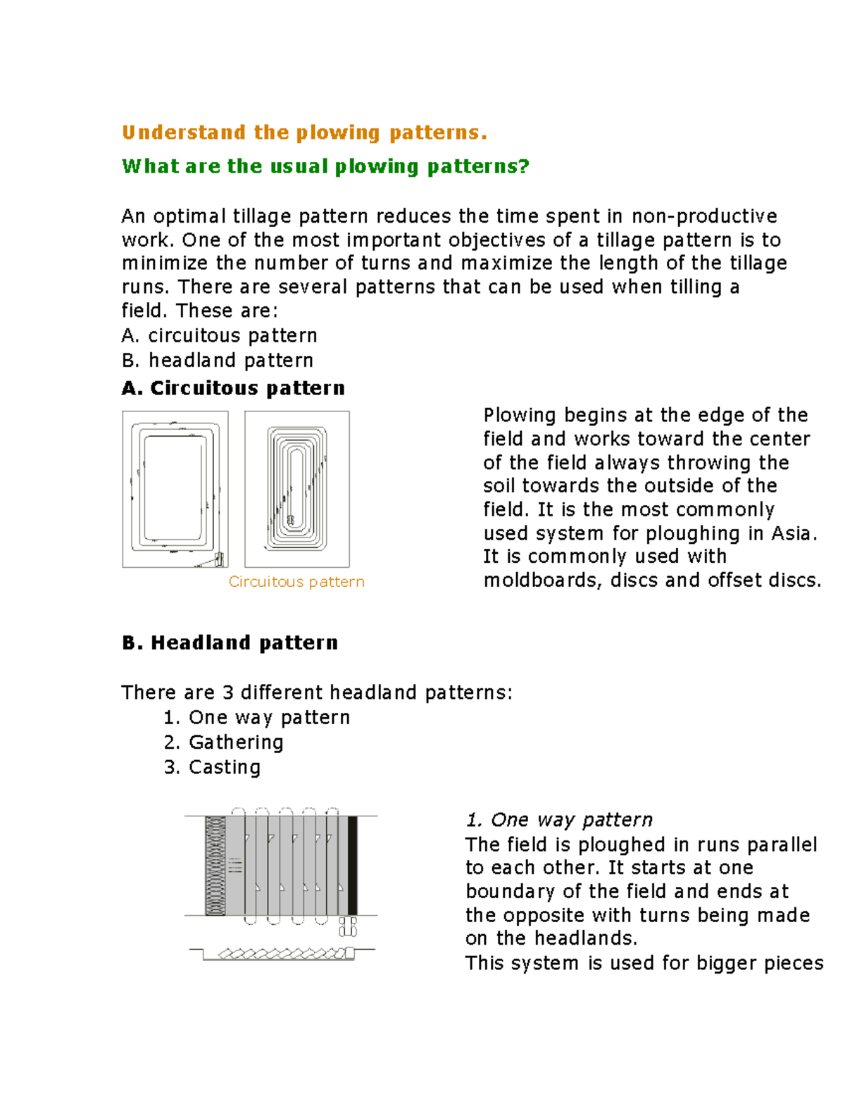 Understand the plowing patterns - What are the usual plowing patterns ...