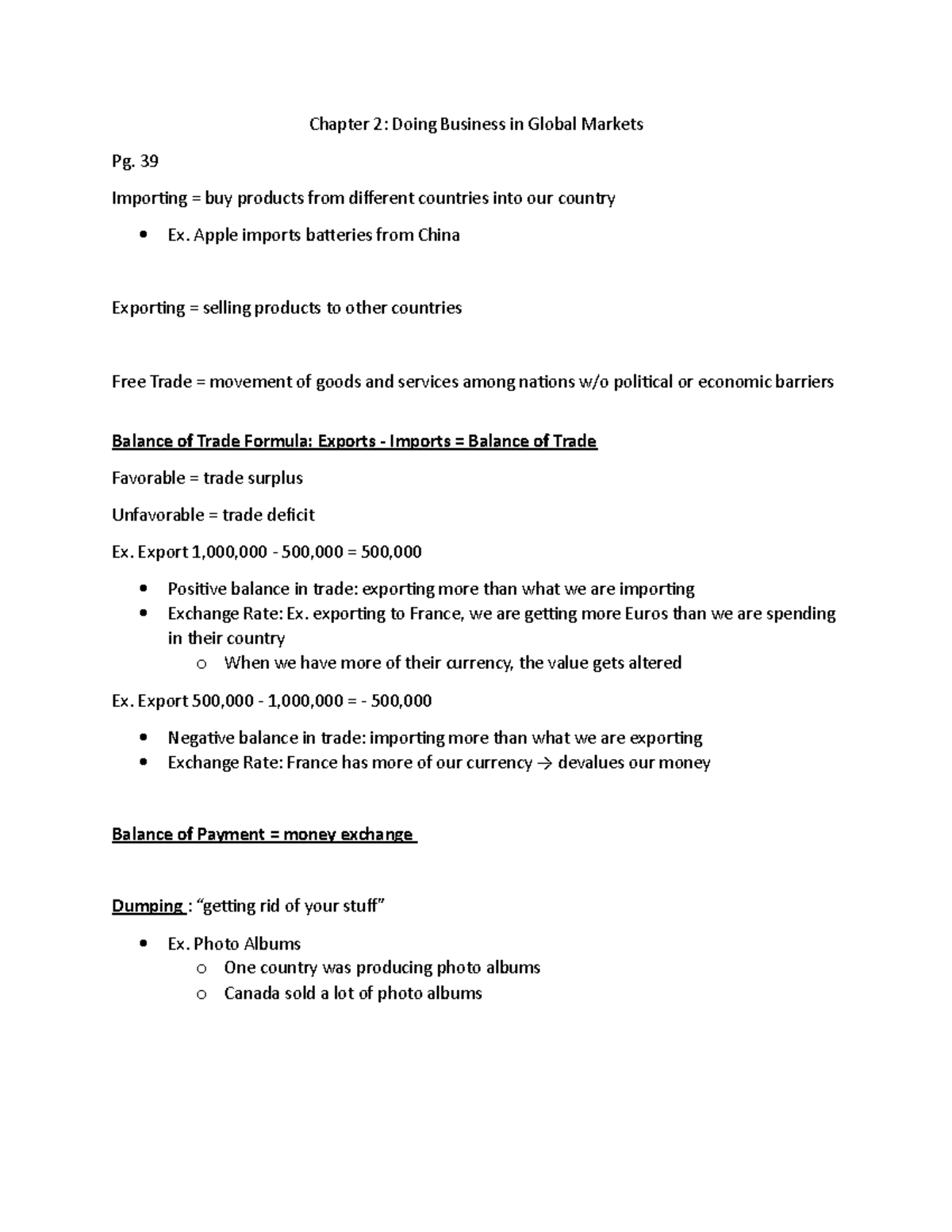 Chapter 2 Lecture Notes - Chapter 2: Doing Business in Global Markets ...