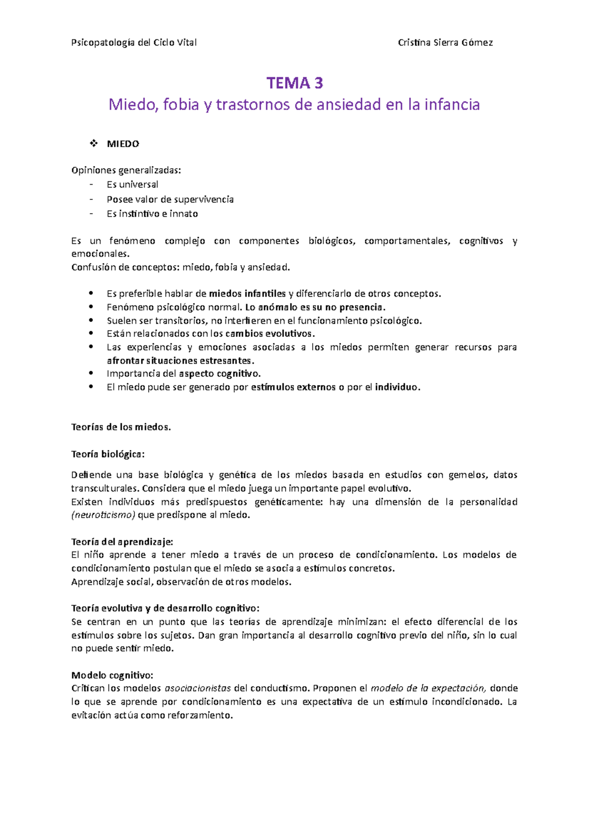 Tema 3 - Miedo, fobia y trastornos de ansiedad en la infancia Prof. S ...