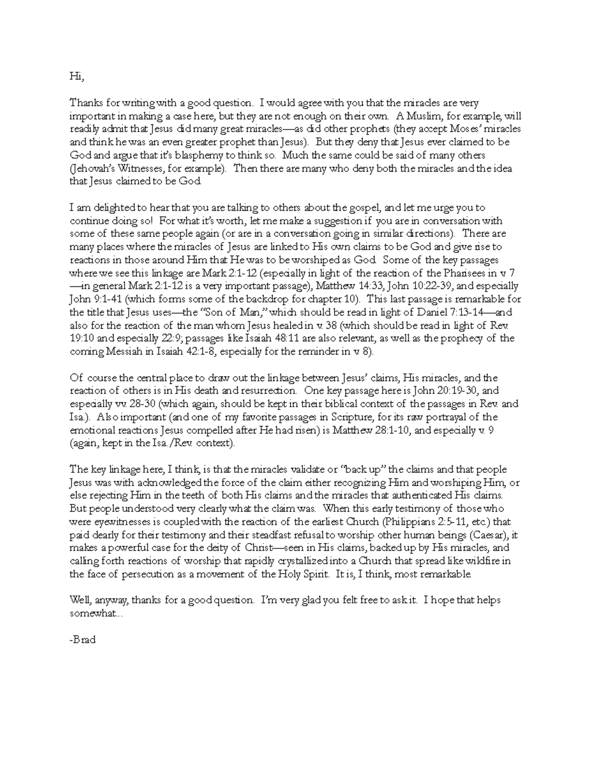 Letter To A Student On The Deity Of Christ And His Miracles Hi