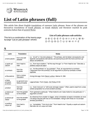 List of Latin phrases full Some of the phrases are themselves