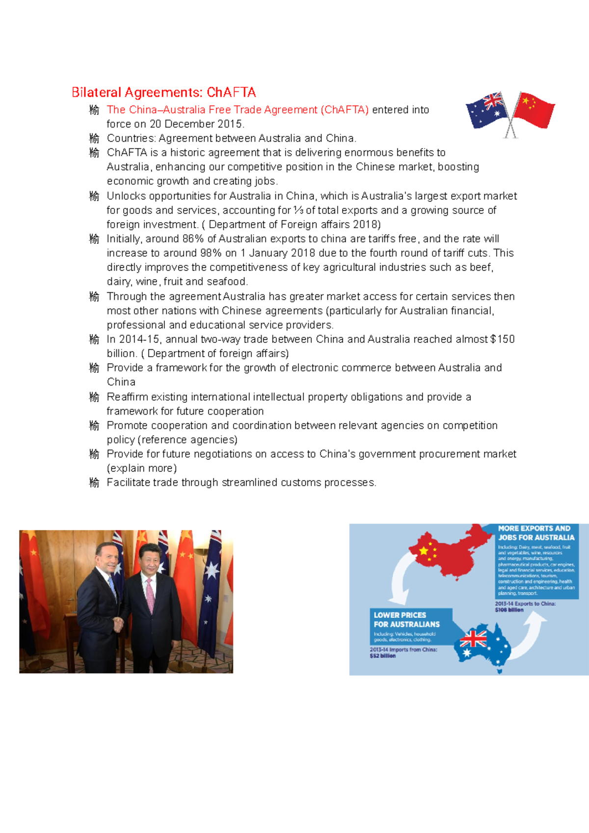 Bilateral + Multilateral - Bilateral Agreements: ChAFTA 䩱 The China ...