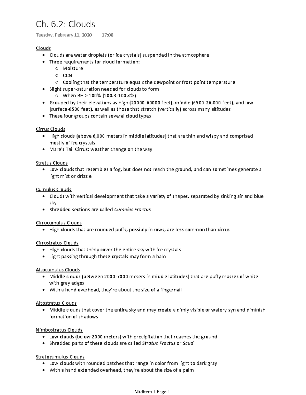 Ch. 6.2 Clouds - Lecture notes 6 - Warning: TT: undefined function: 32 ...