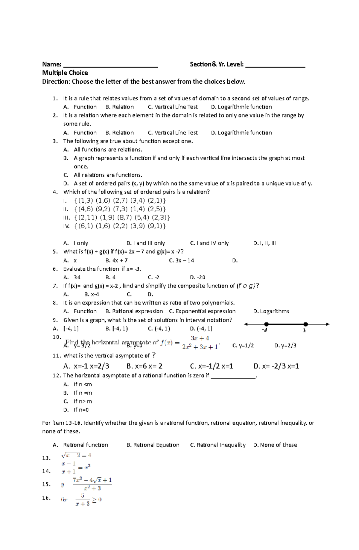 Reviewer-genmath midterm - Name: ___________________________ Section ...