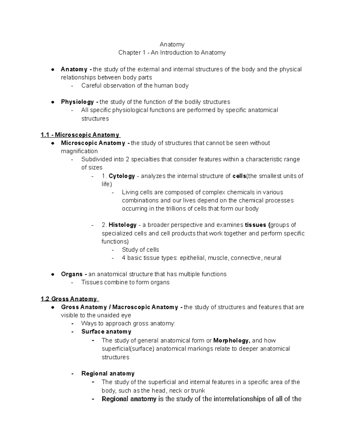 Anatomy Ch.1 -Intro To Anatomy - Anatomy Chapter 1 - An Introduction To ...