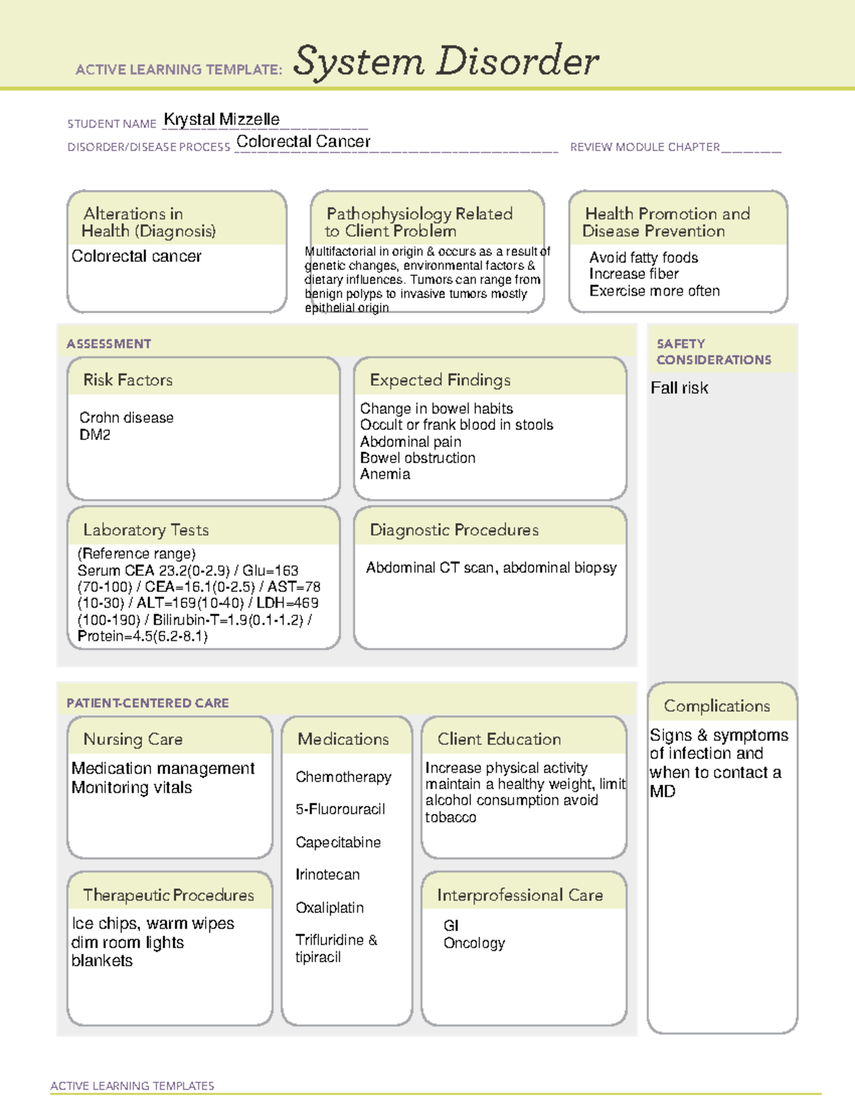 Colorectal Cancer Case Study ACTIVE LEARNING TEMPLATES System 