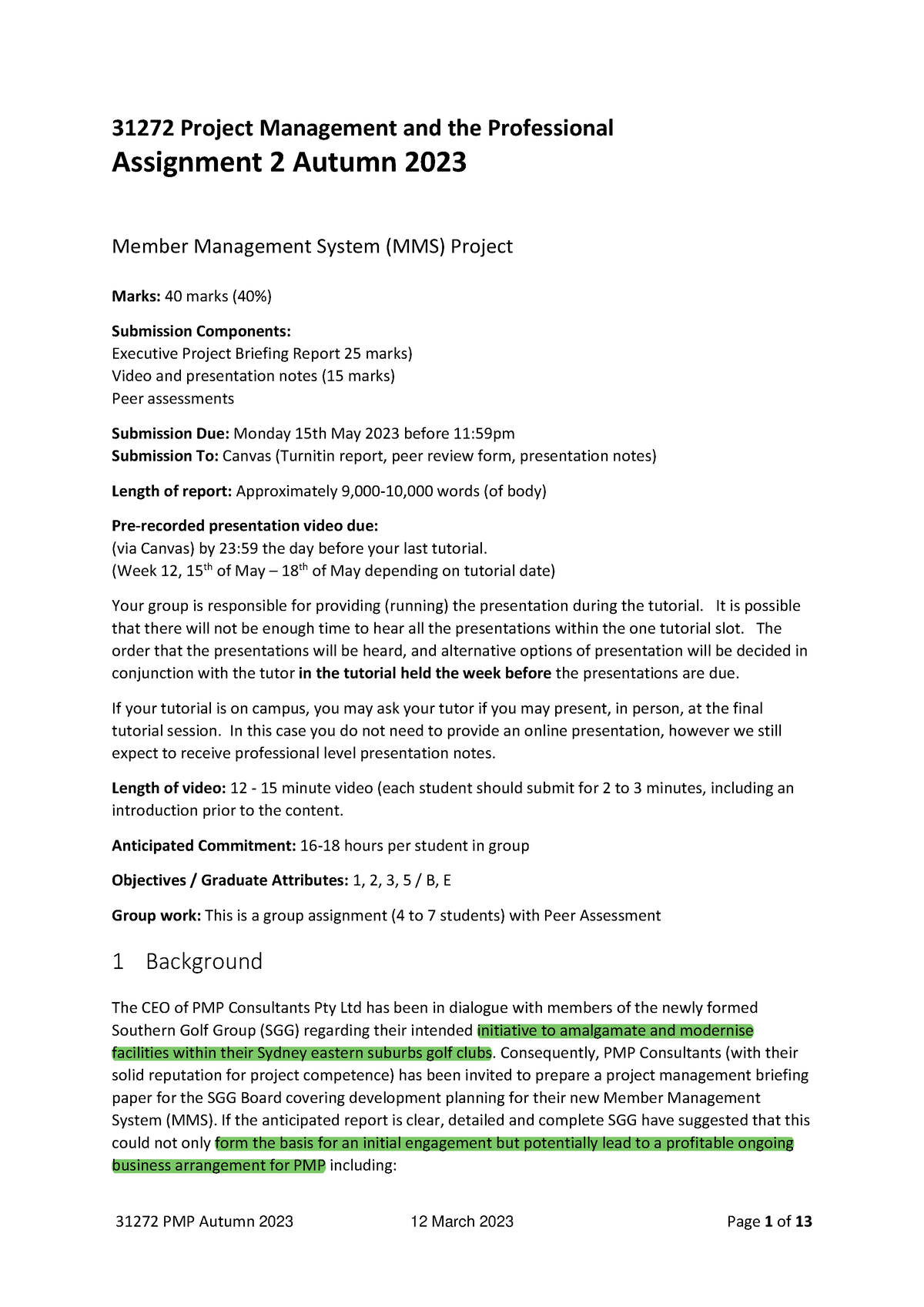 project management assignment 2