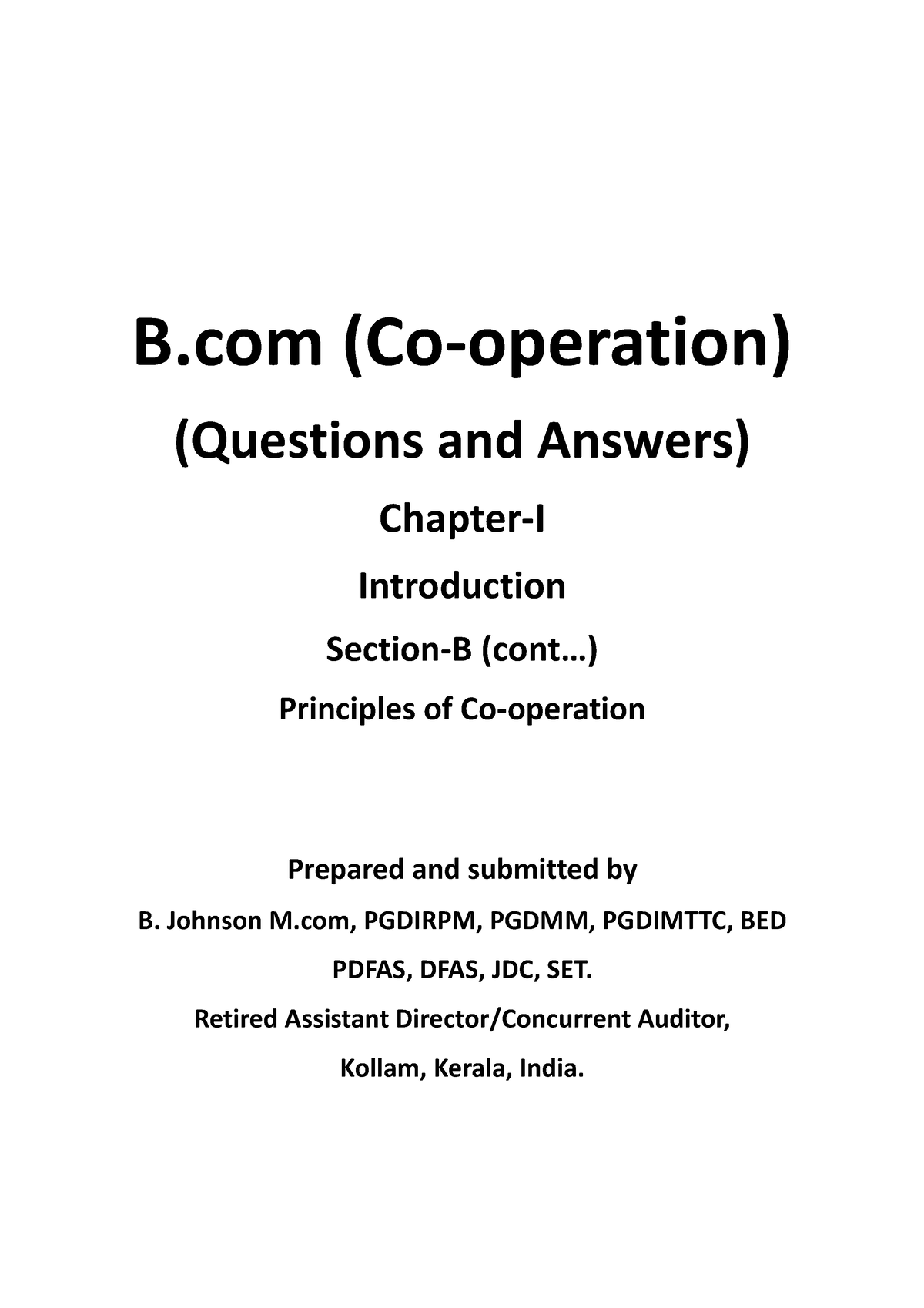 B.com (co-operation) Section B. Principles - B (Co-operation ...