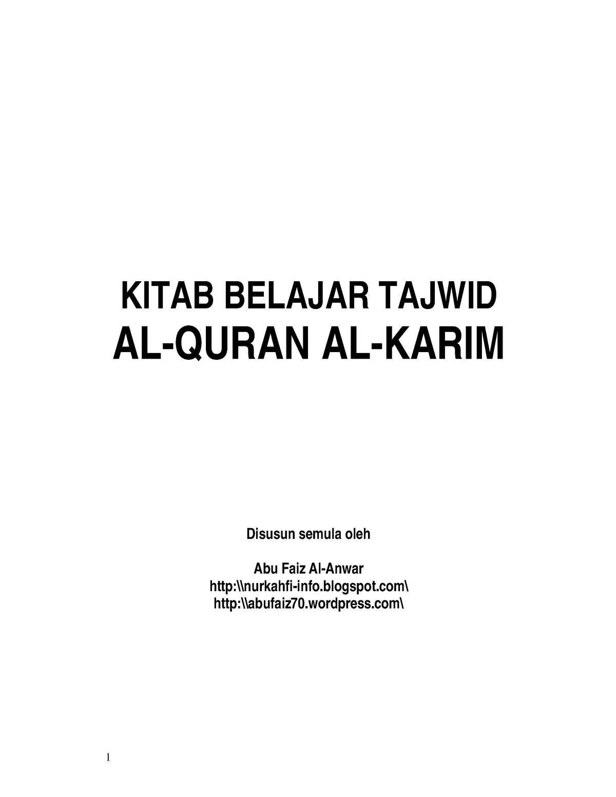 Hukum Tajwid Lengkap Dan Contohnya Pdf - KITAB BELAJAR TAJWID AL-QURAN ...