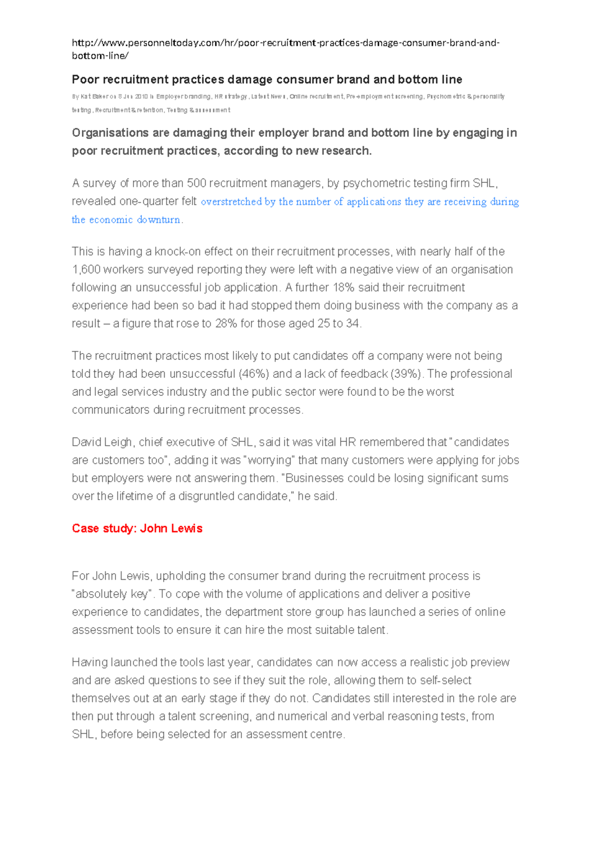 Bad hire 5 - Summary recruitment - - Studocu