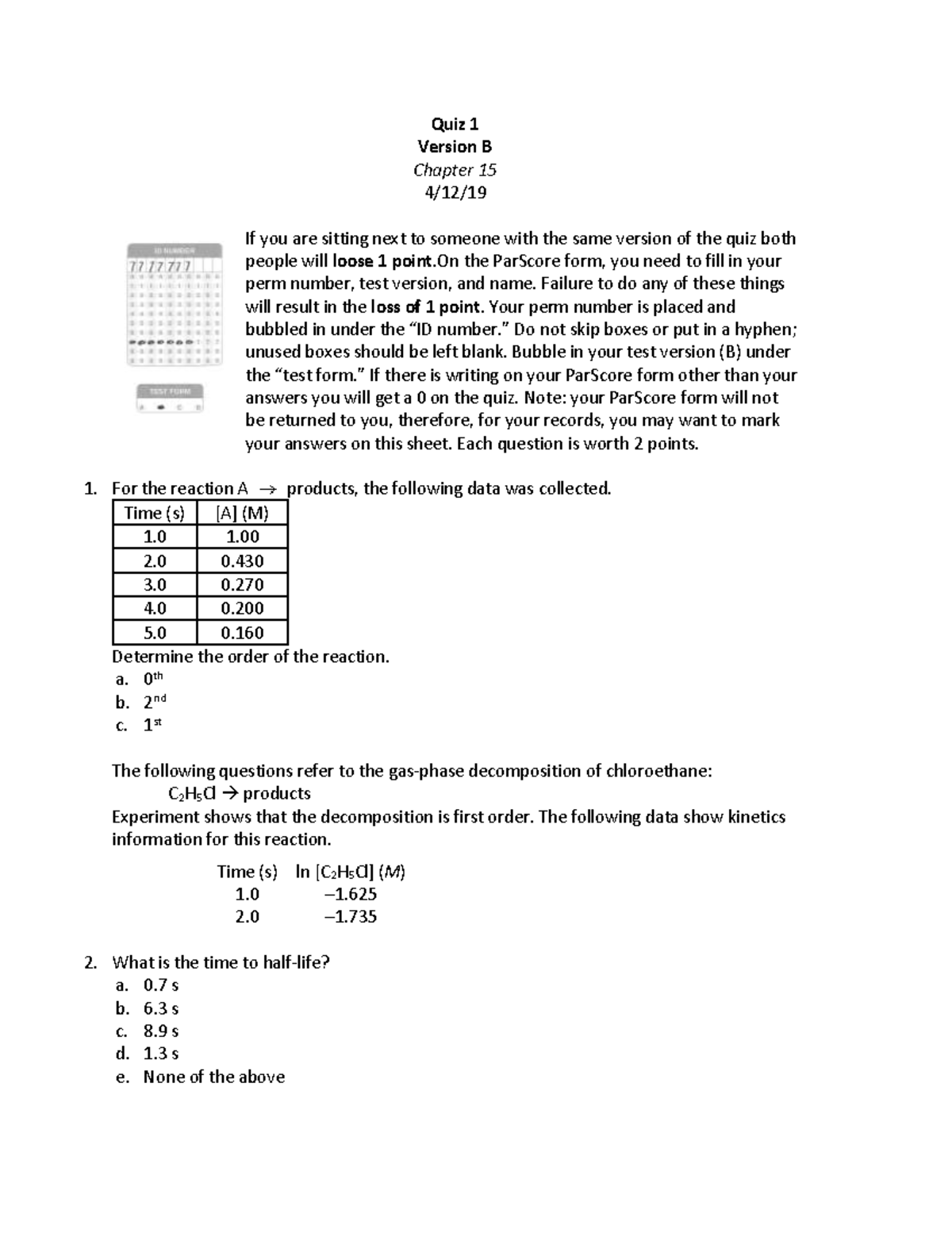 1.09 quiz problem solving in chemistry