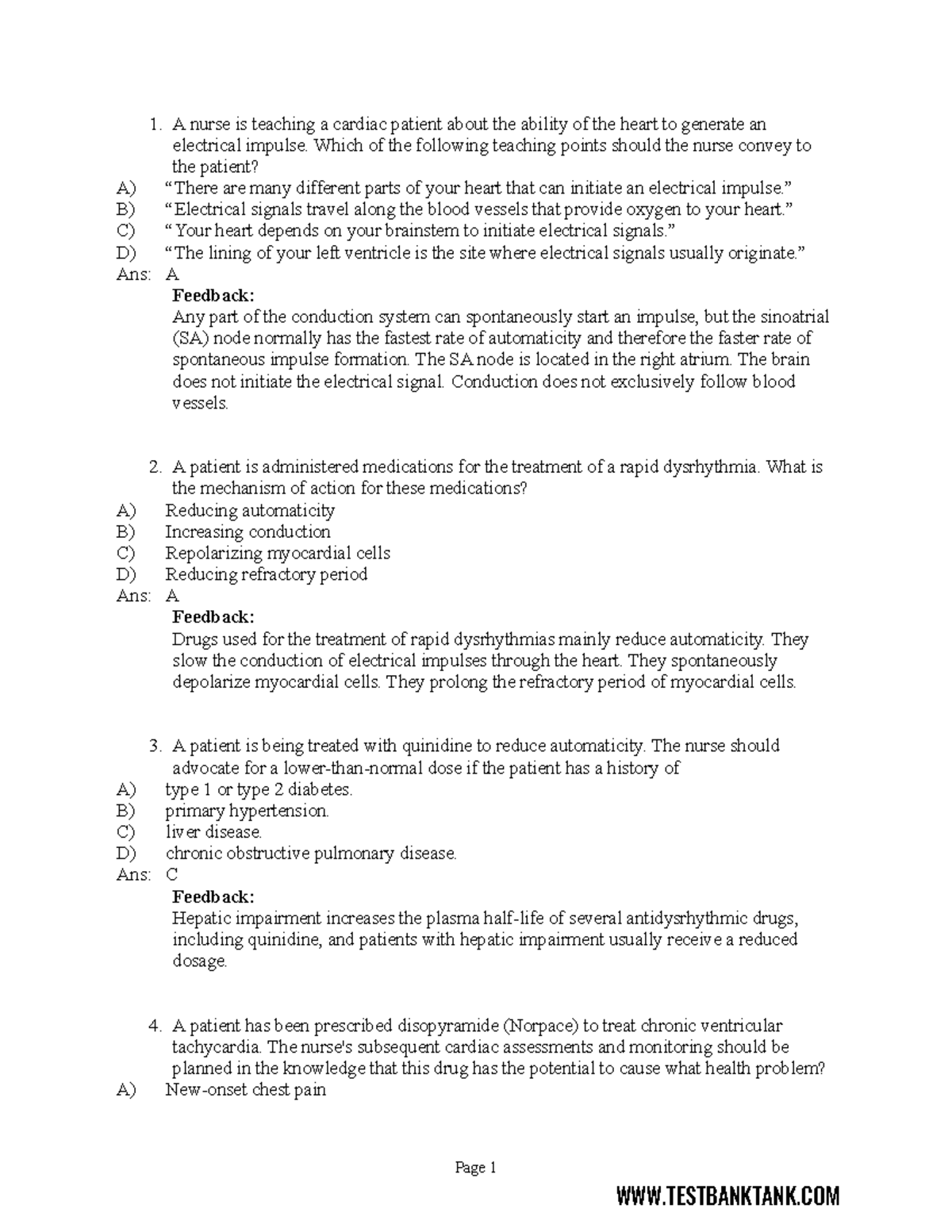 Chapter 27- Drug Therapy for Dysrhythmias-Test-Bank-Tank - A nurse is ...