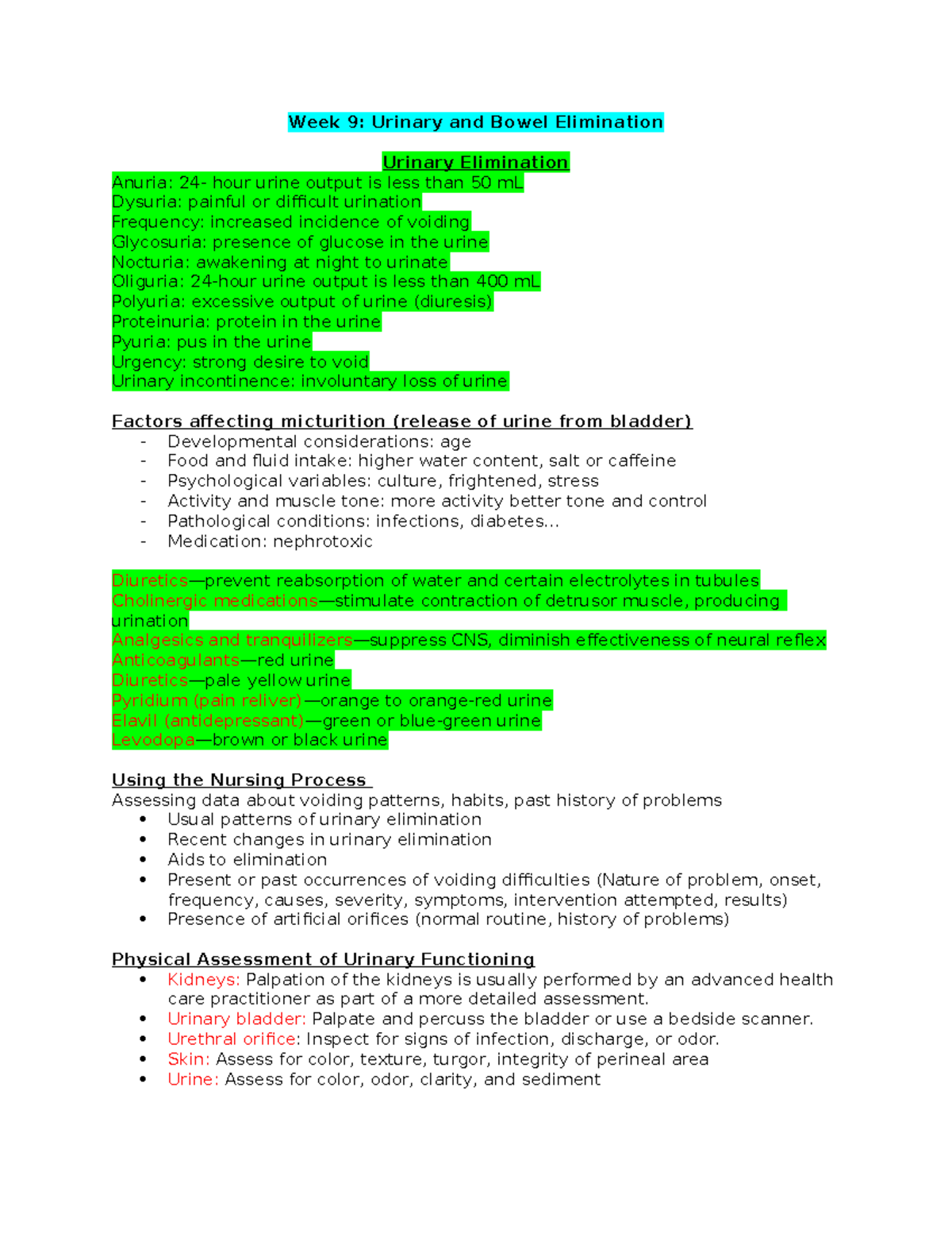 exam-3-notes-week-9-urinary-and-bowel-elimination-urinary