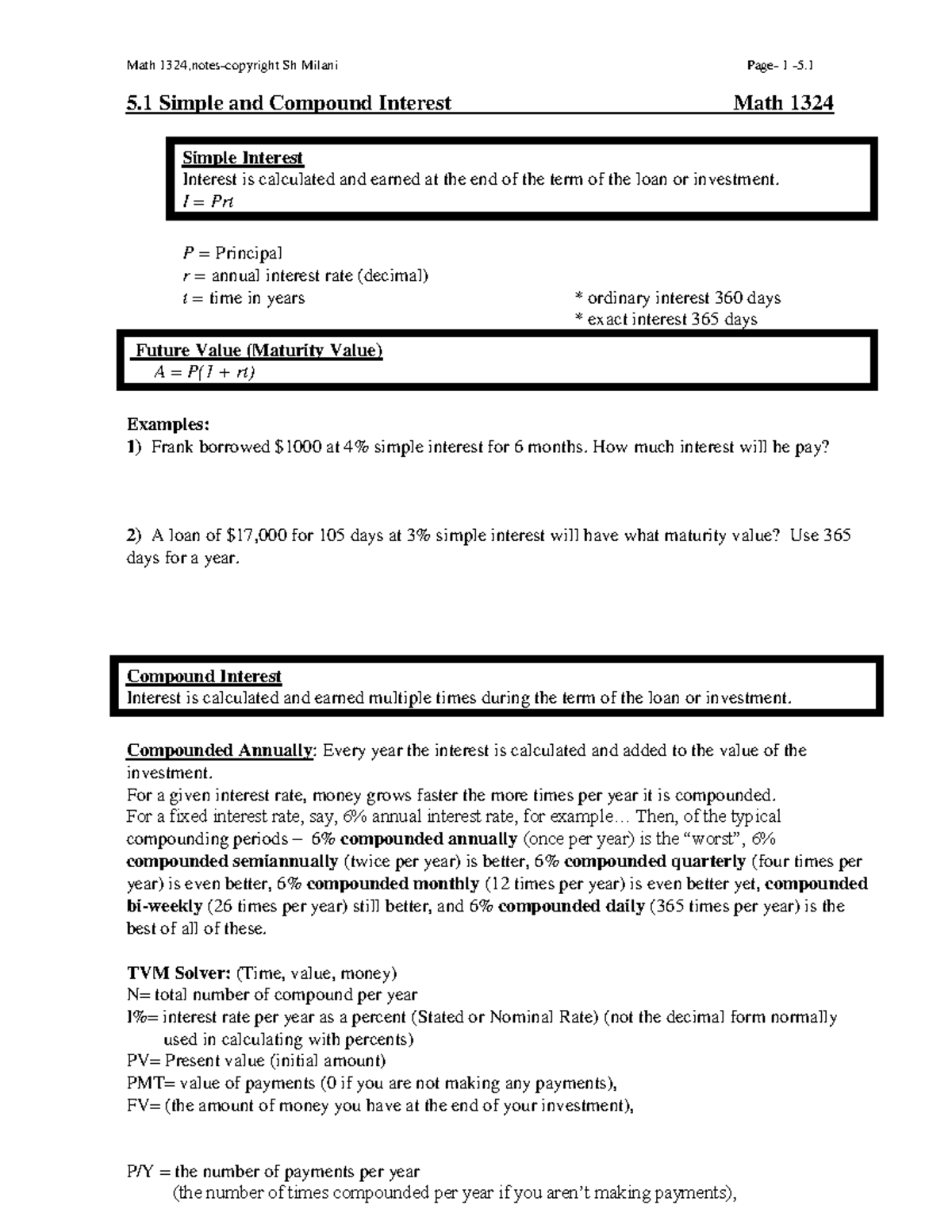 1324- Sec 5.1 PDF - Professor Milani Lecture Notes Math 1324-P35 - 5 ...