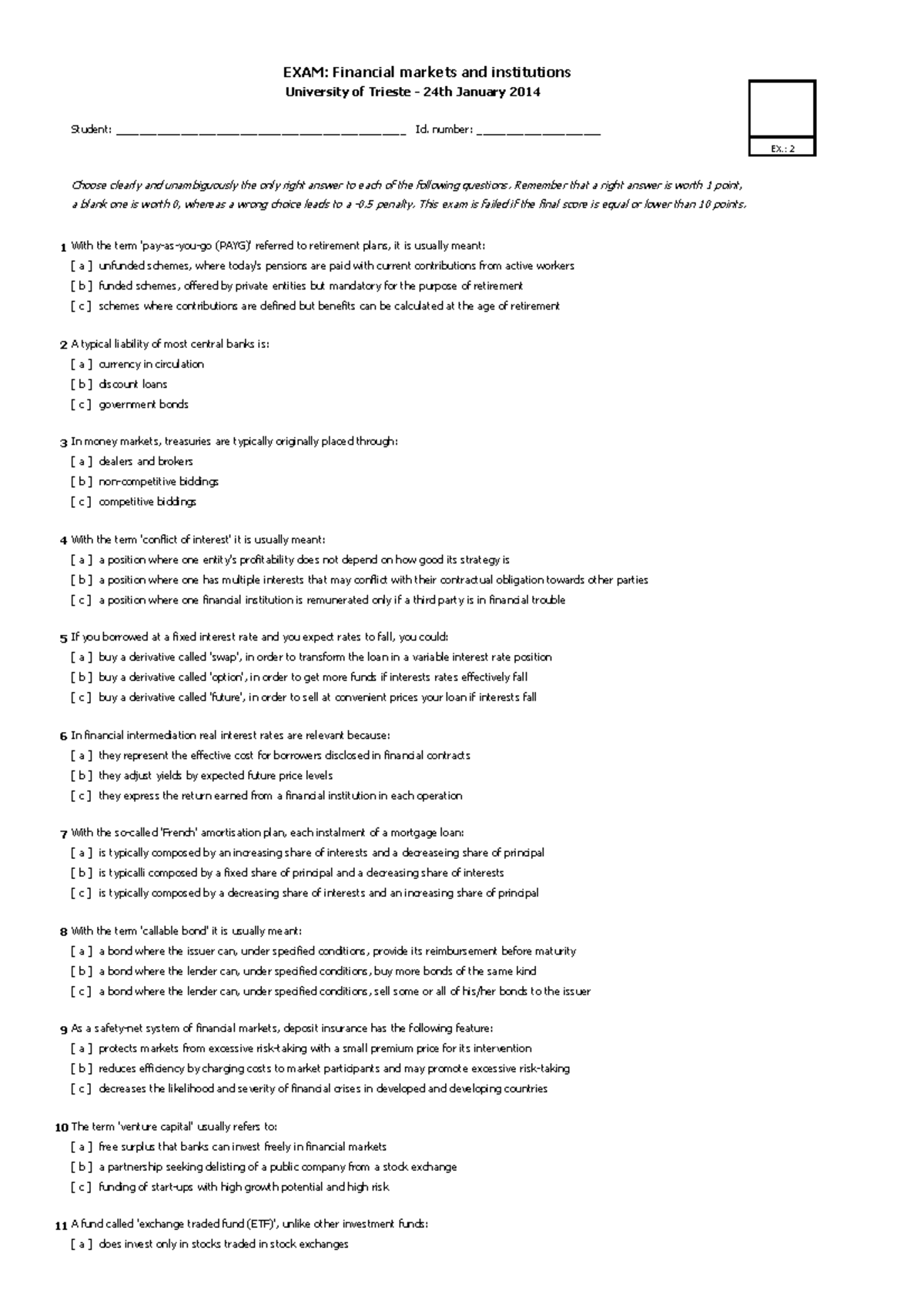Exam-example 2 - this is a sample test provided by the professor ...